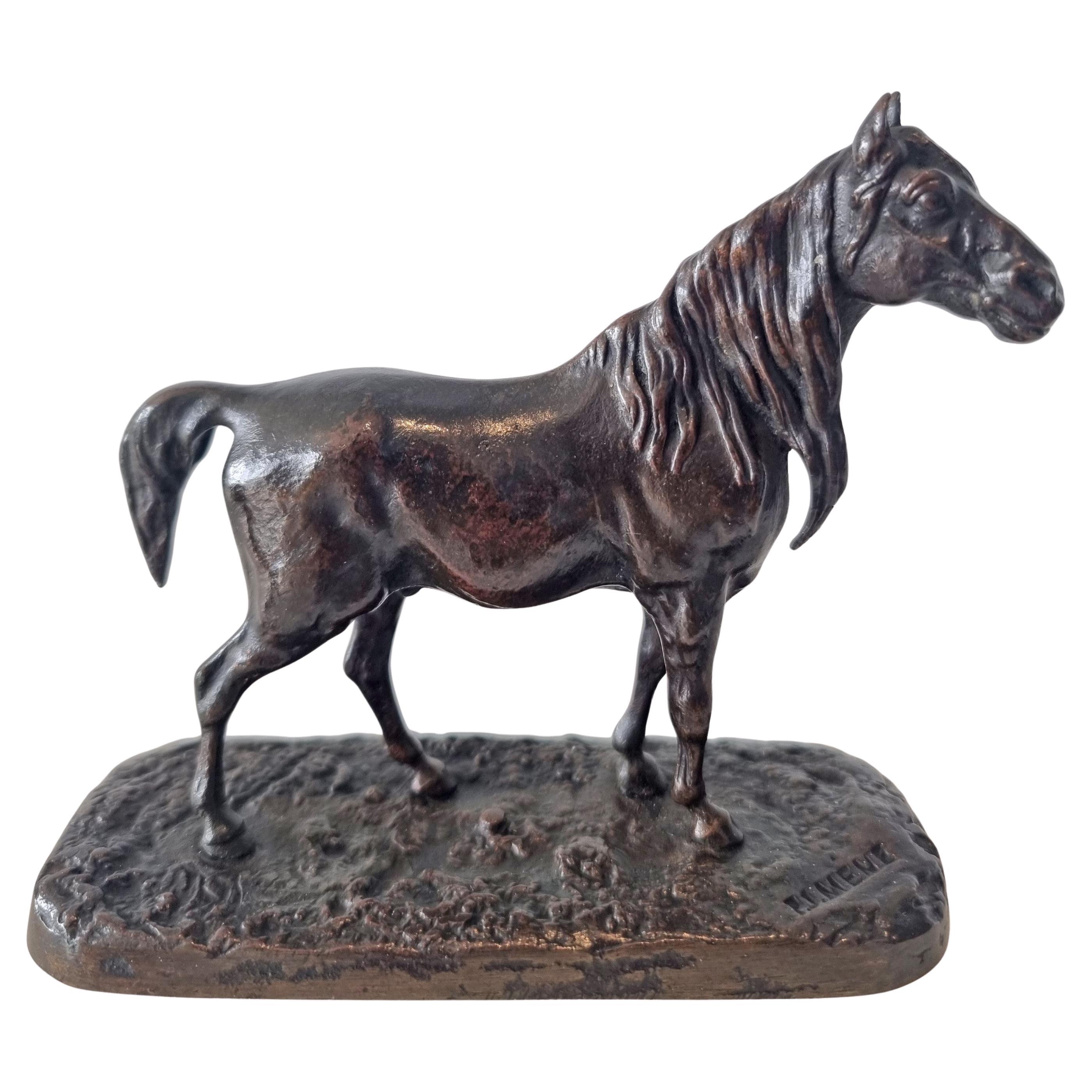 Escultura antigua de bronce de un semental 'Cheval Arabe' nº 1 firmada P J Mene