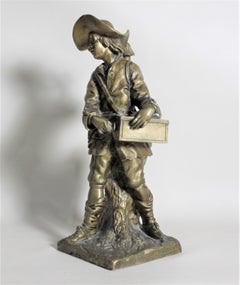 Antique Bronze Sculpture of a Young Victorian Male Wandering Showman