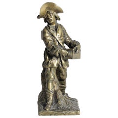 Antique Bronze Sculpture of a Young Victorian Male Wandering Showman