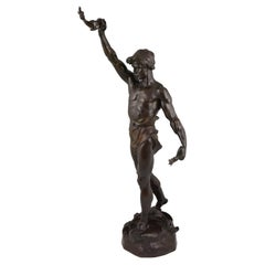 Antique bronze sculpture of Aladdin and the magic lamp by Marcel Debut 