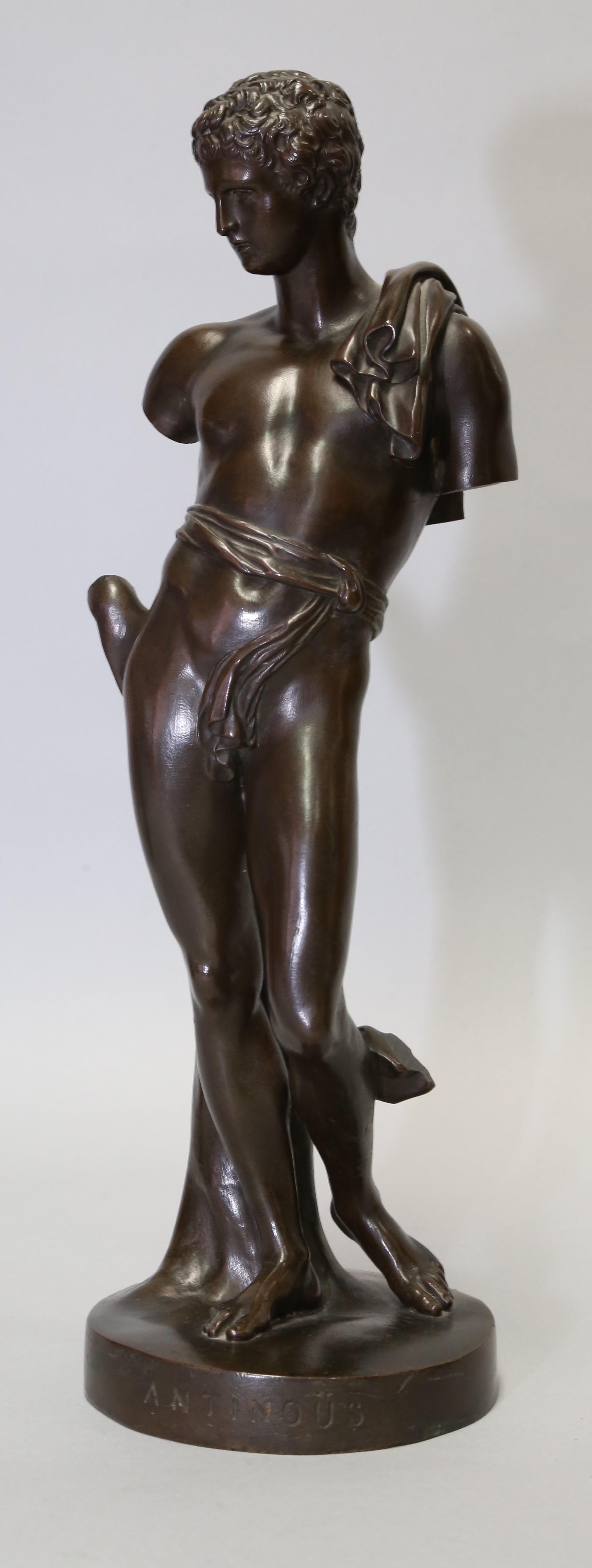 Antique Bronze Sculpture of Antinous of Belvedere, 19th Century, Italian For Sale 6