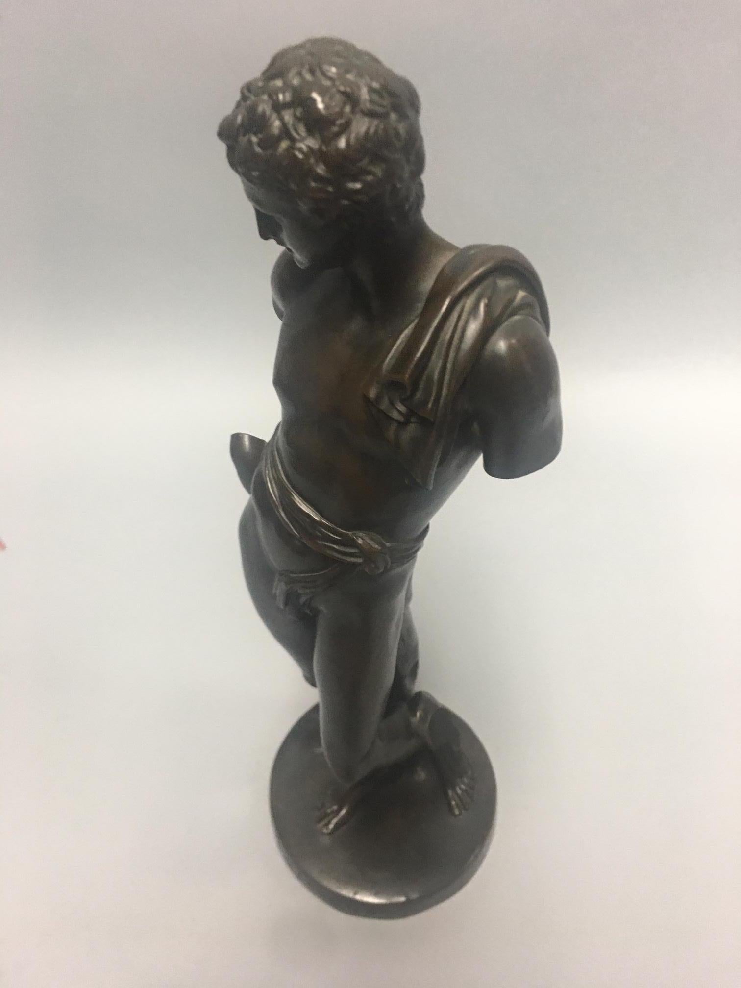Antique Bronze Sculpture of Antinous of Belvedere, 19th Century, Italian In Excellent Condition For Sale In Montreal, QC