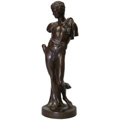 Escultura antigua de bronce de Antinoo de Belvedere, Siglo XIX, Italiana