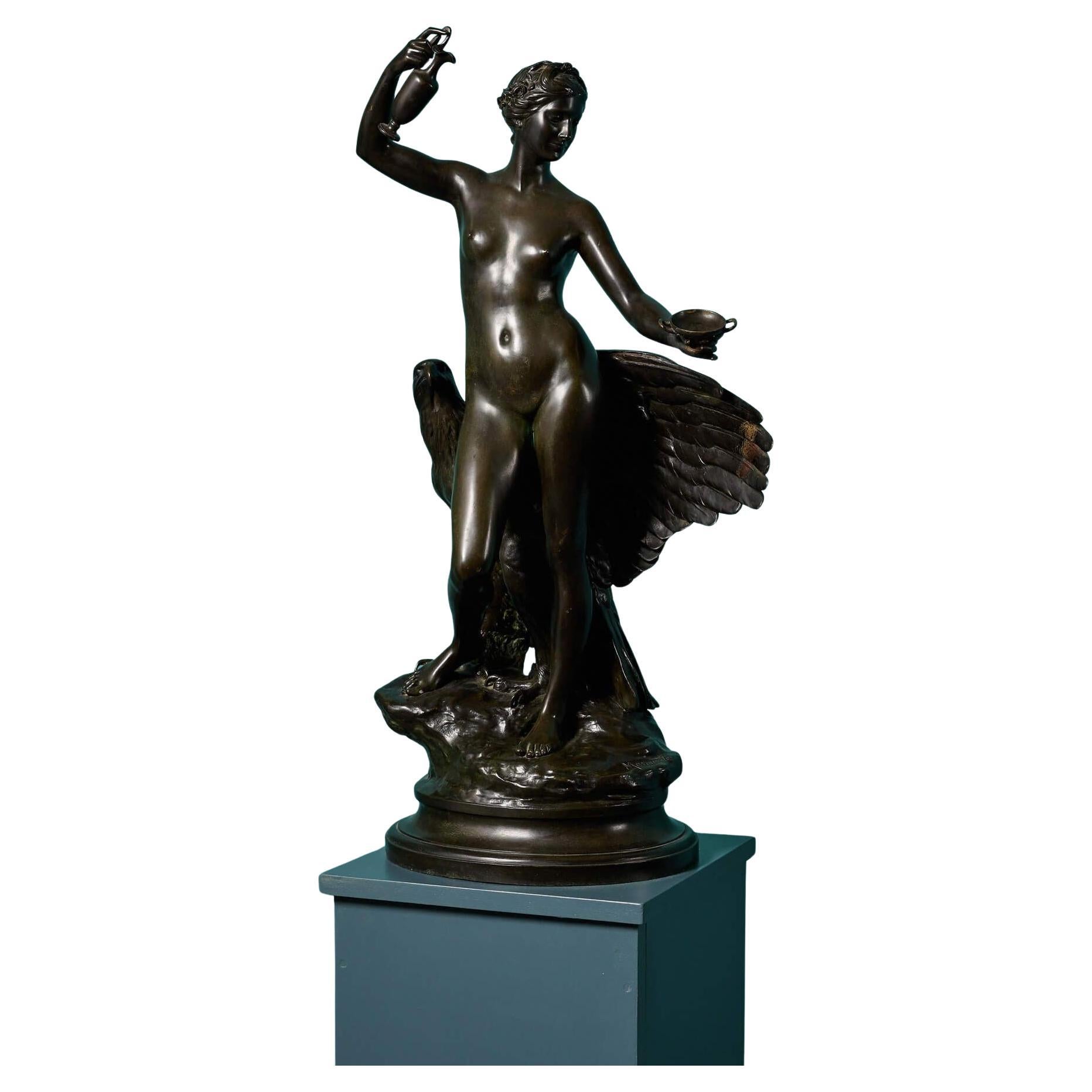 Antique Bronze Sculpture of Hebe & Jupiter's Eagle