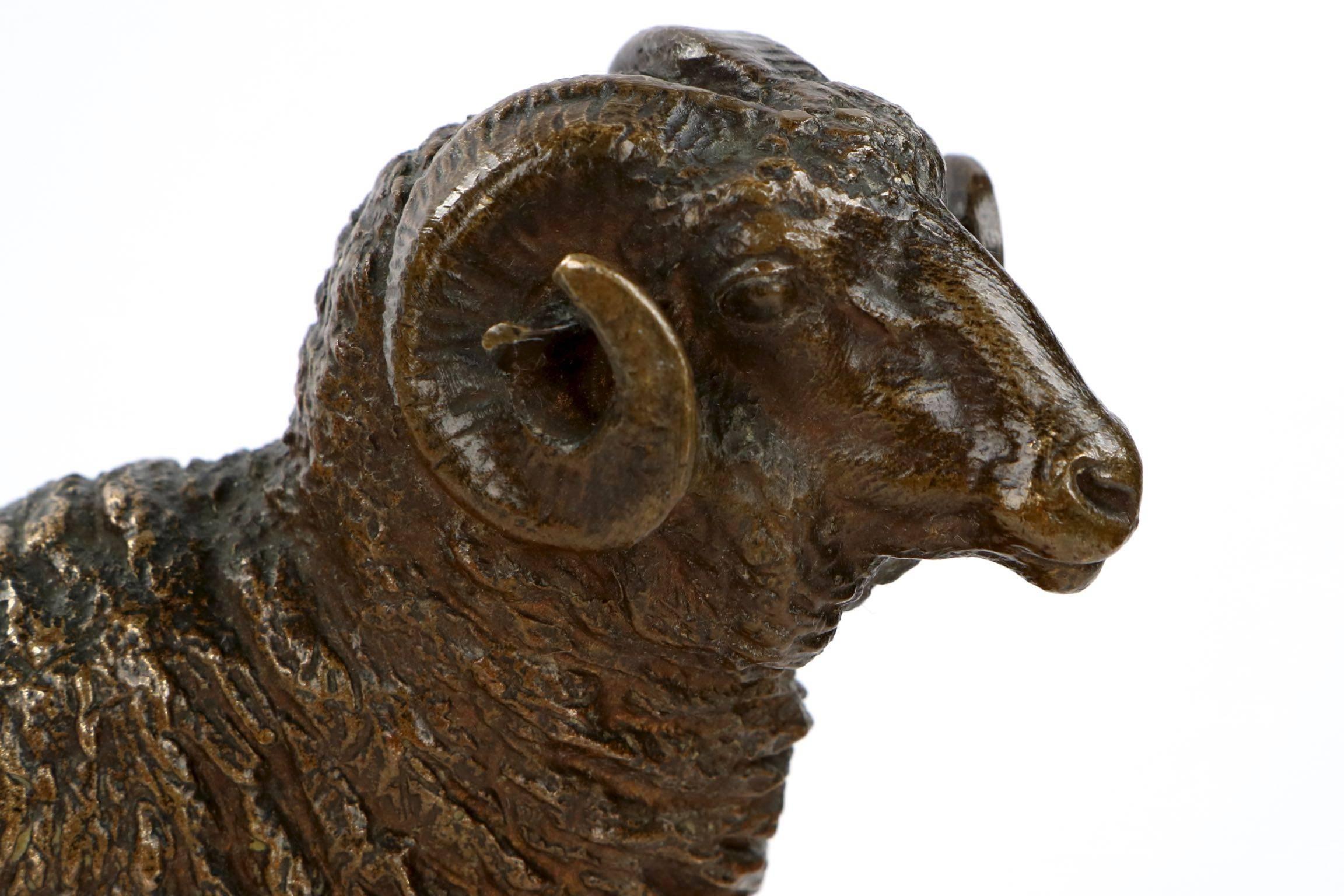 Late 19th Century Antique Bronze Sculpture of Ram by Isidore Bonheur & Peyrol Foundry, circa 1870