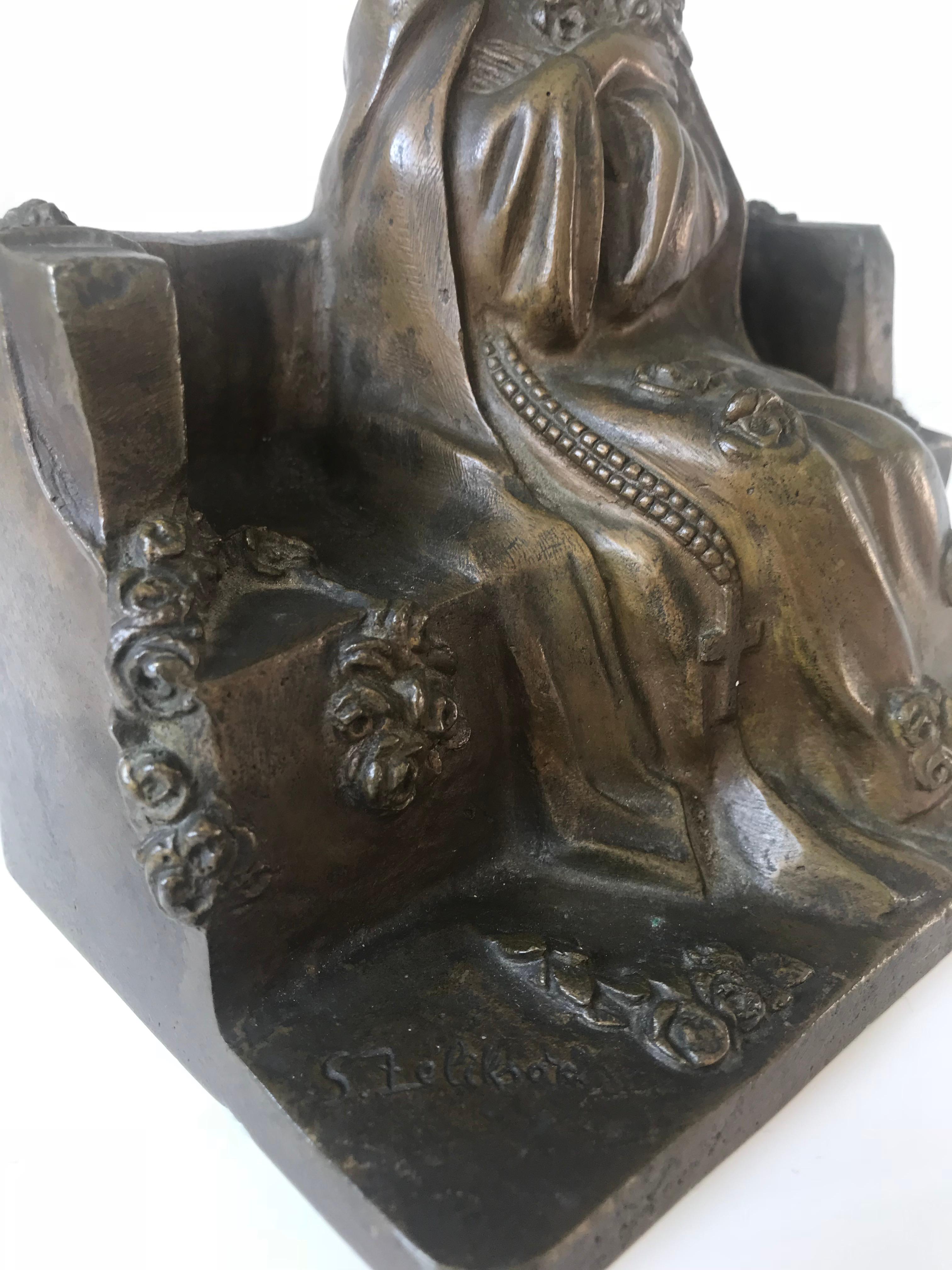 20th Century Antique Bronze Sculpture of Saint Theresia of Lisieux by Russian Serge Zelikson
