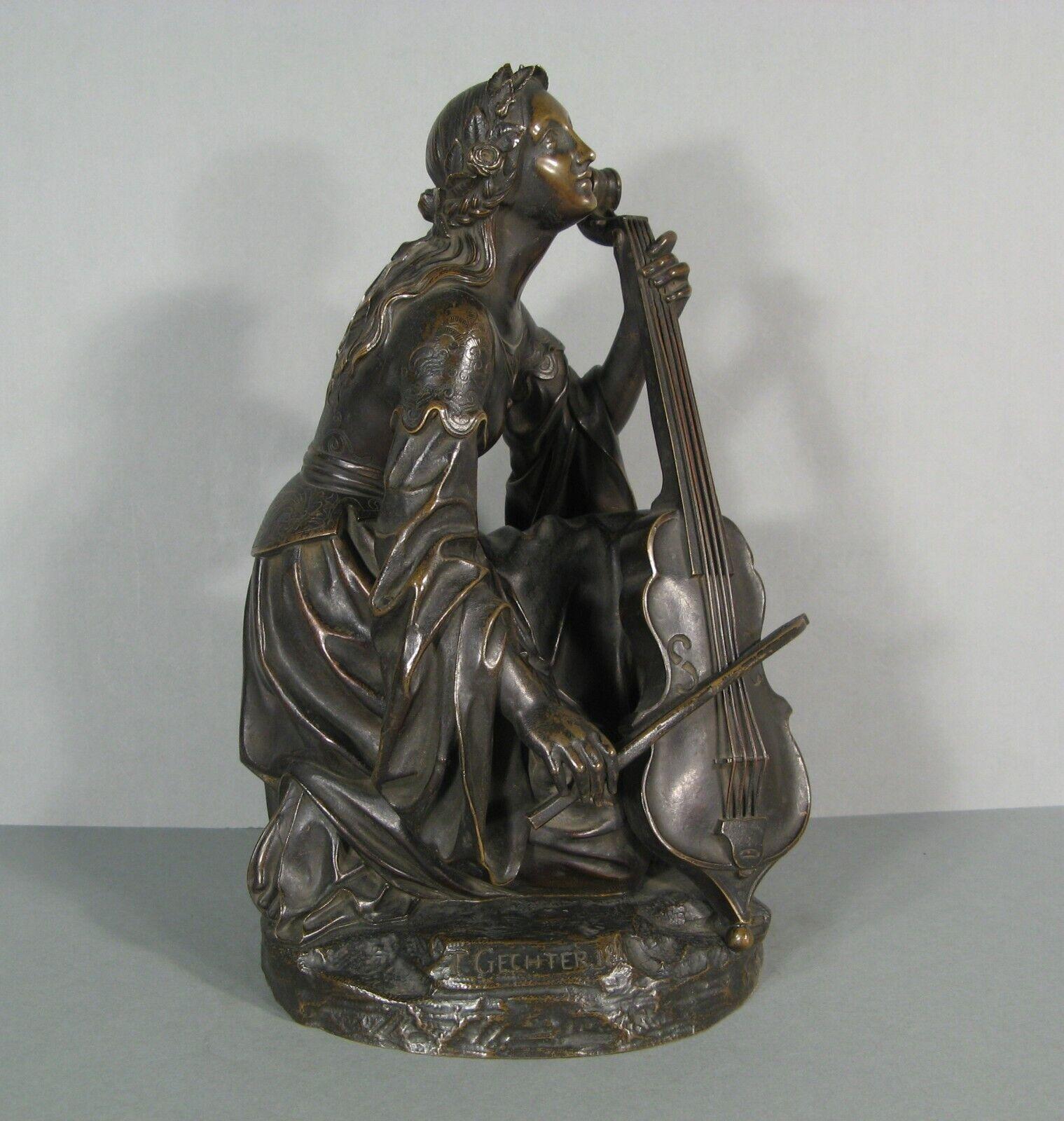 Escultura antigua de bronce de Sainte Cécile de T. Gechter, 1841 - 1Y217 en Bueno Estado en Bordeaux, FR
