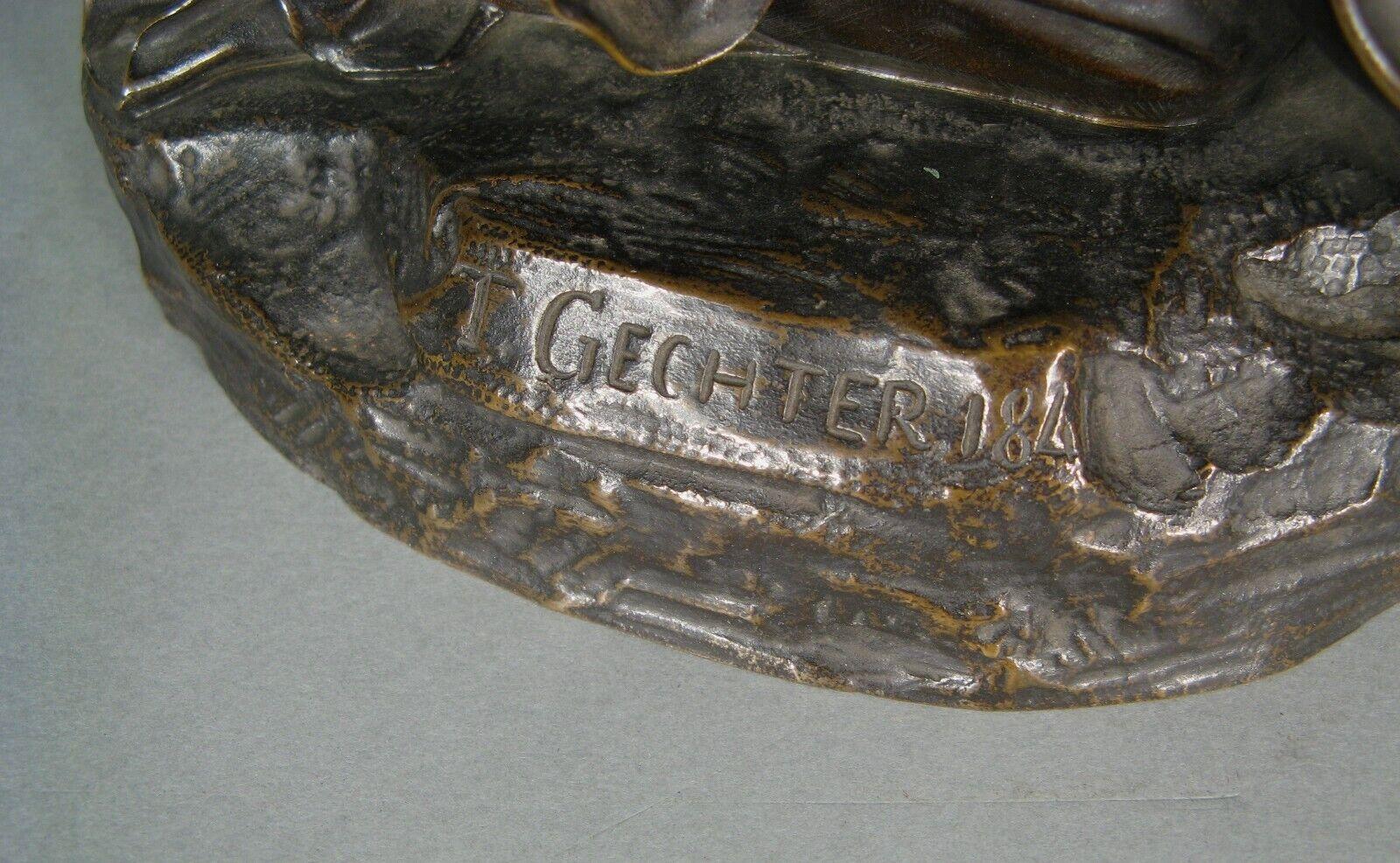 Escultura antigua de bronce de Sainte Cécile de T. Gechter, 1841 - 1Y217 siglo XIX