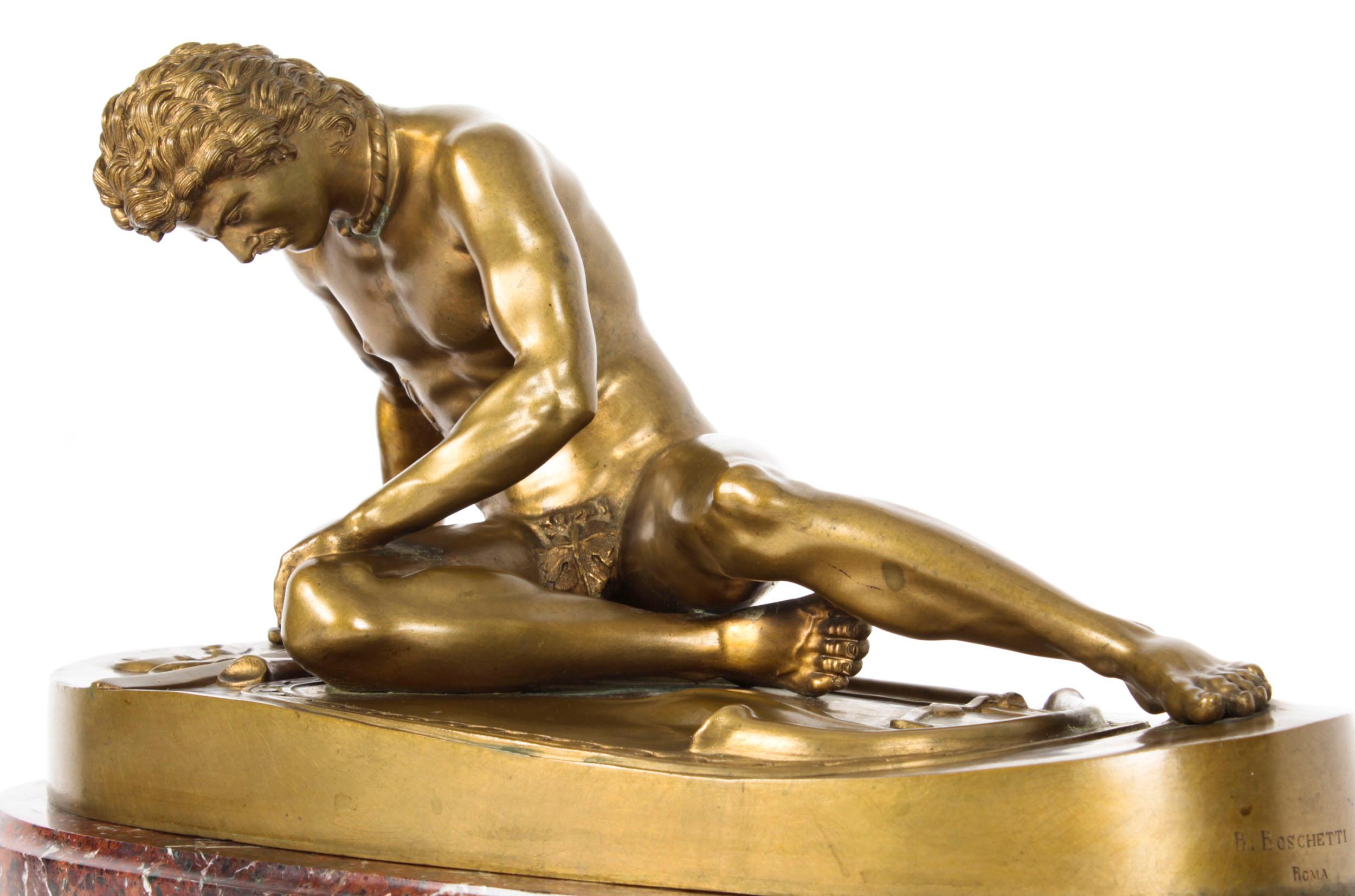 Sculpture ancienne en bronze du Gaul teinté par B Boschetti, Rome, 19ème siècle en vente 8