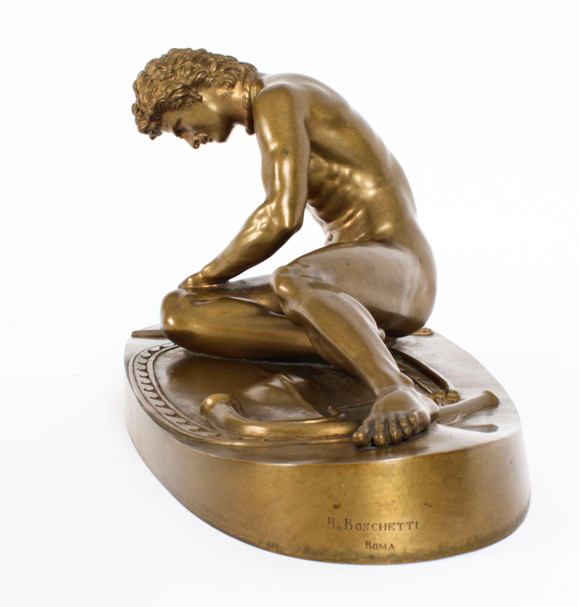 Antique Bronze Sculpture of the Dying Gaul by B Boschetti Rome, 19th Century For Sale 9