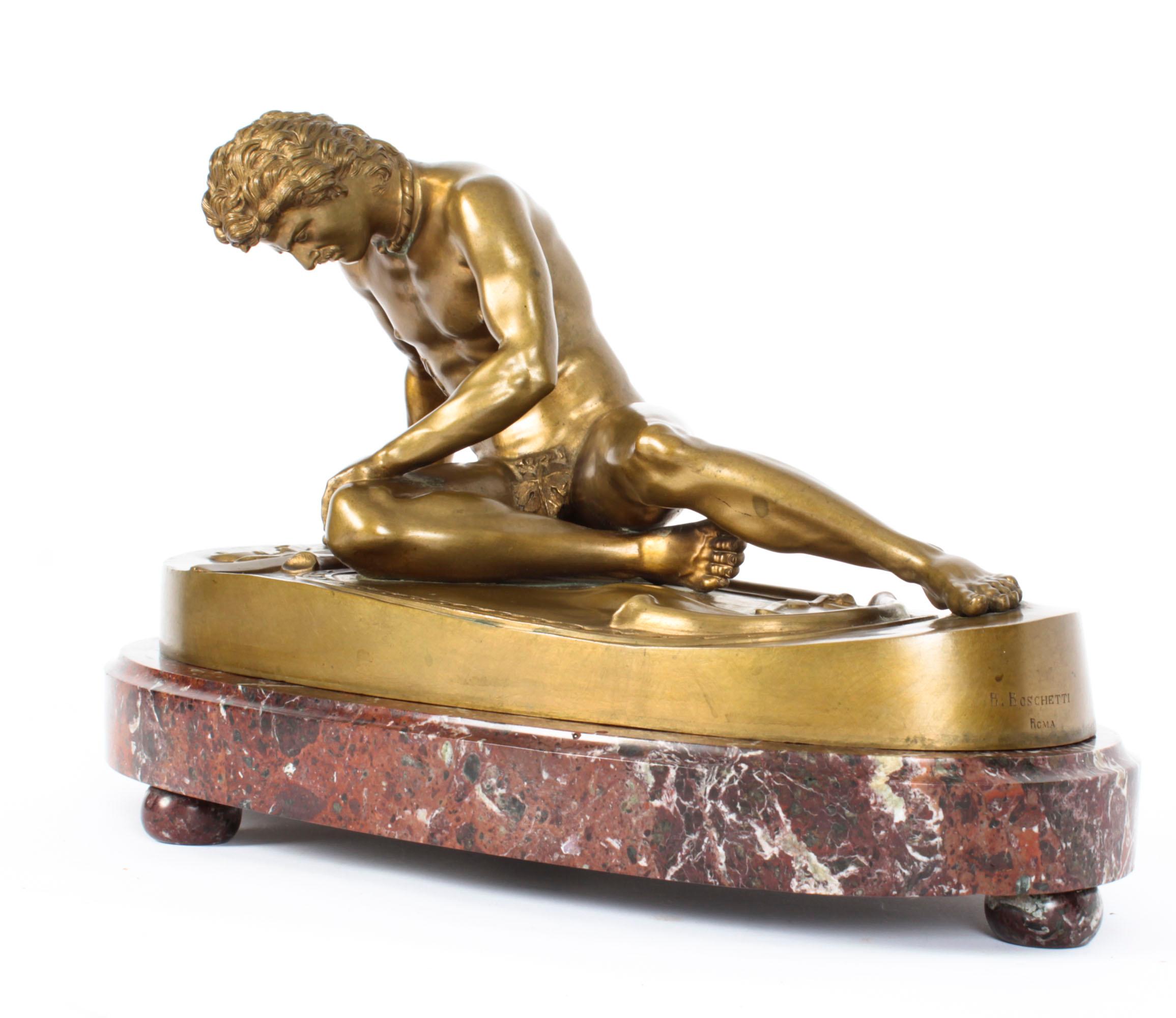 Antique Bronze Sculpture of the Dying Gaul by B Boschetti Rome, 19th Century For Sale 12