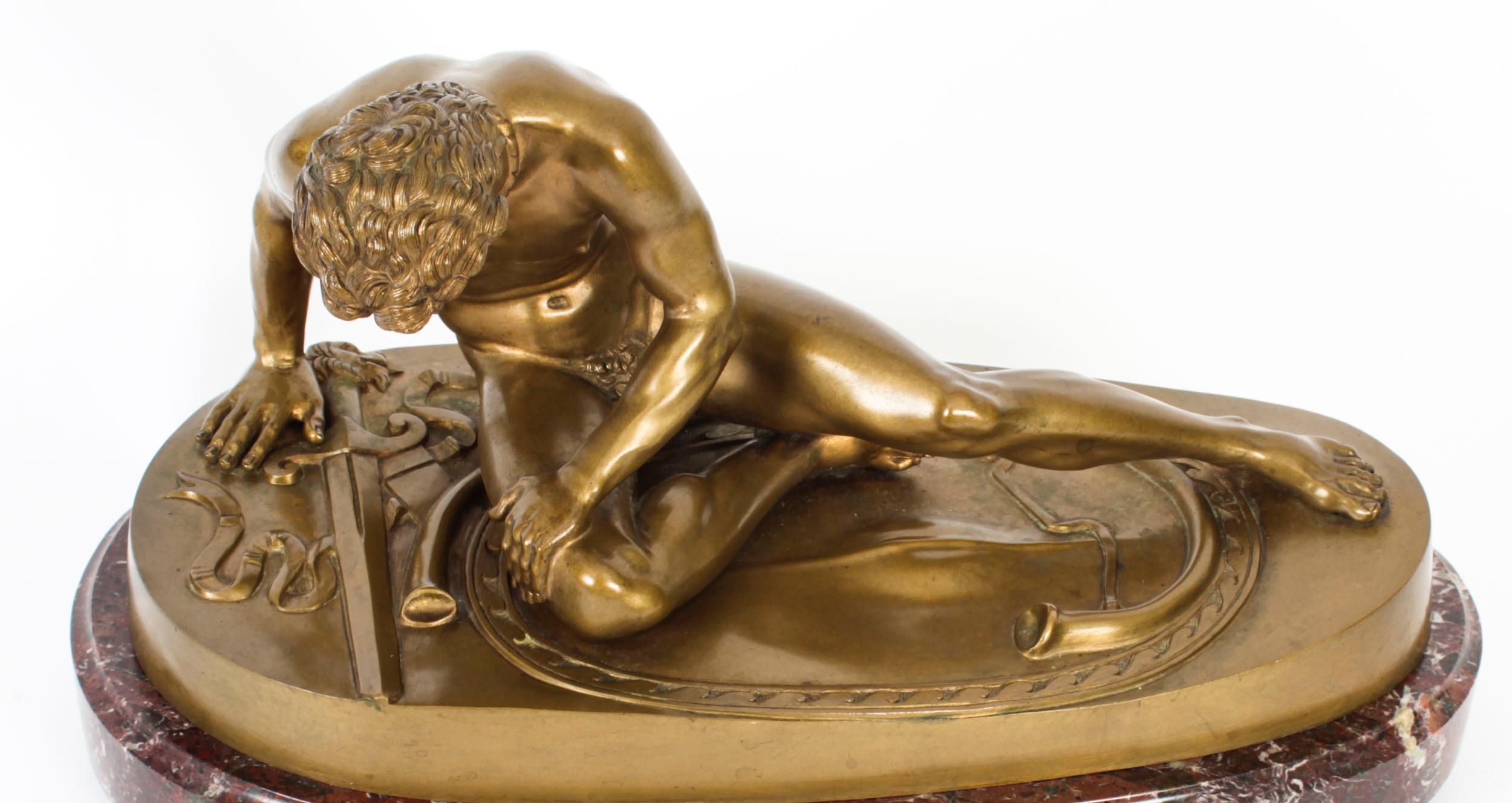 Italian Antique Bronze Sculpture of the Dying Gaul by B Boschetti Rome, 19th Century For Sale