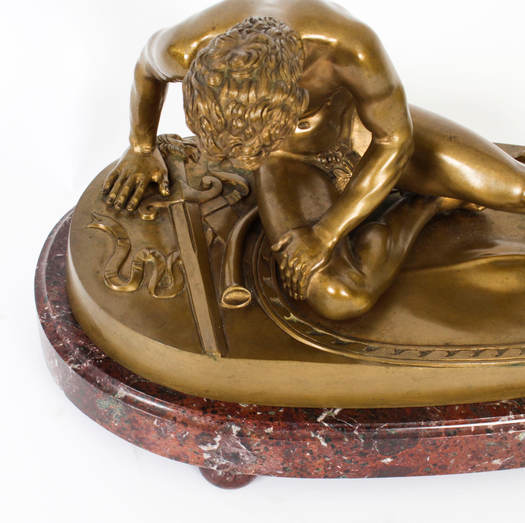 Antique Bronze Sculpture of the Dying Gaul by B Boschetti Rome, 19th Century In Good Condition For Sale In London, GB
