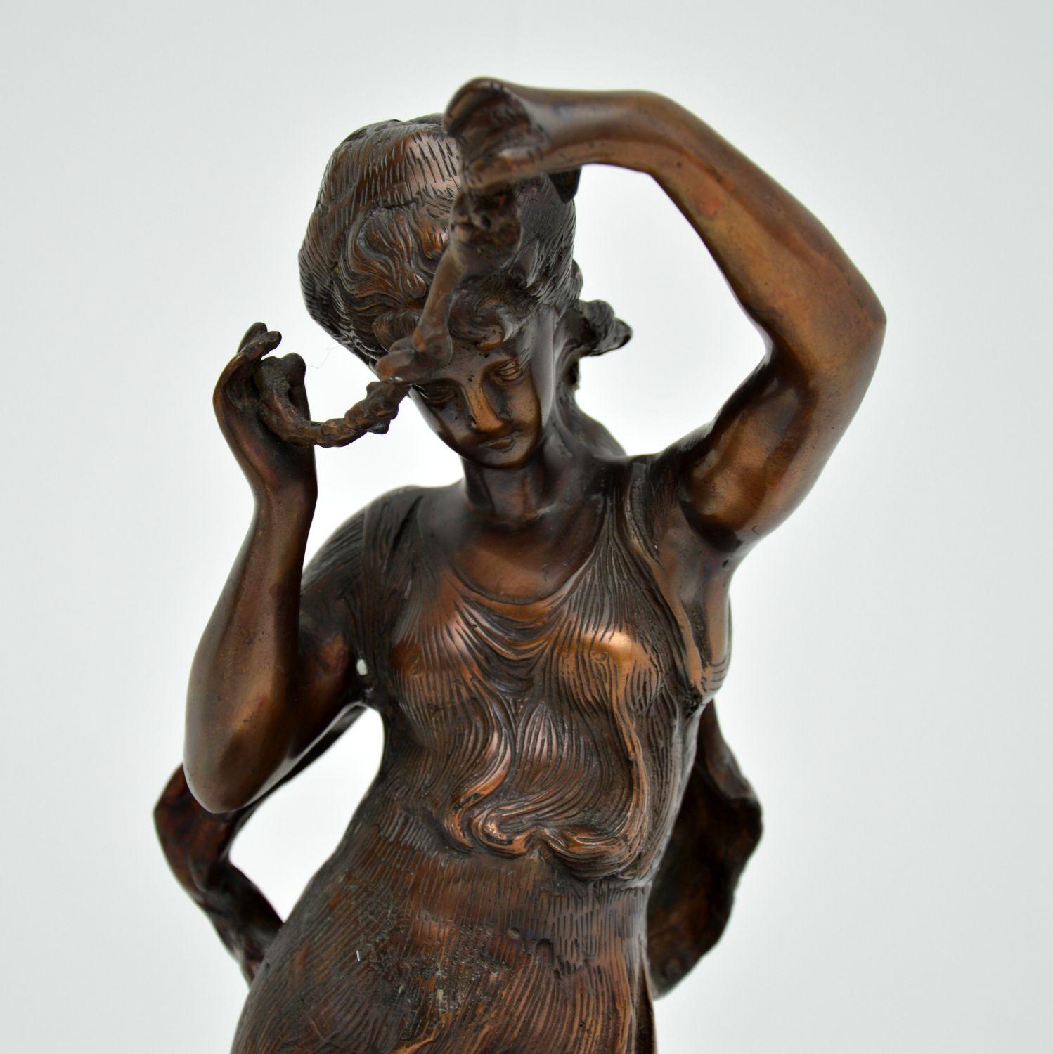 20th Century Antique Bronze Sculpture of Woman & Child For Sale