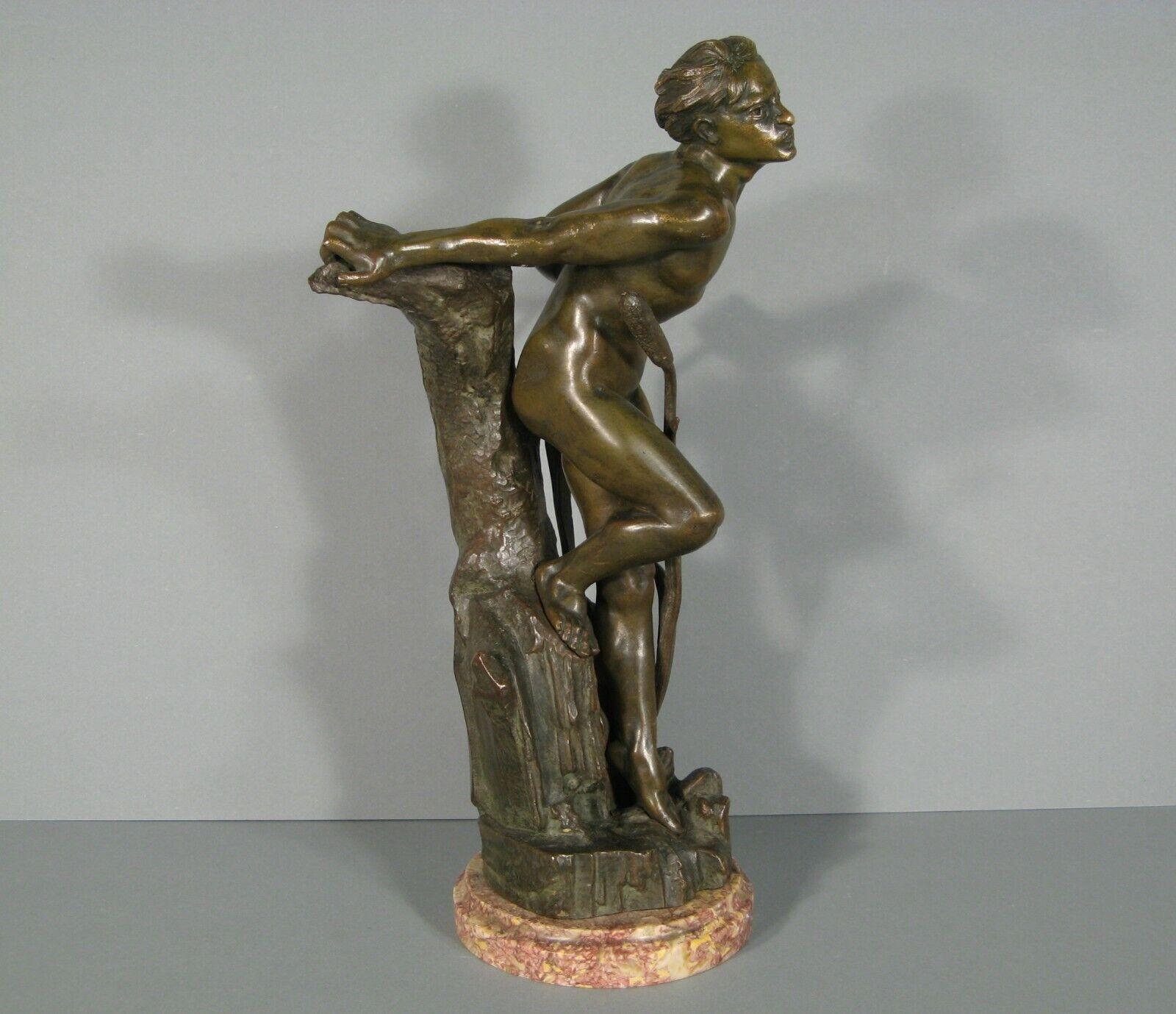 Empire Antique Bronze Sculpture of Young Man in Reeds by Germain-Thill - 1Y104