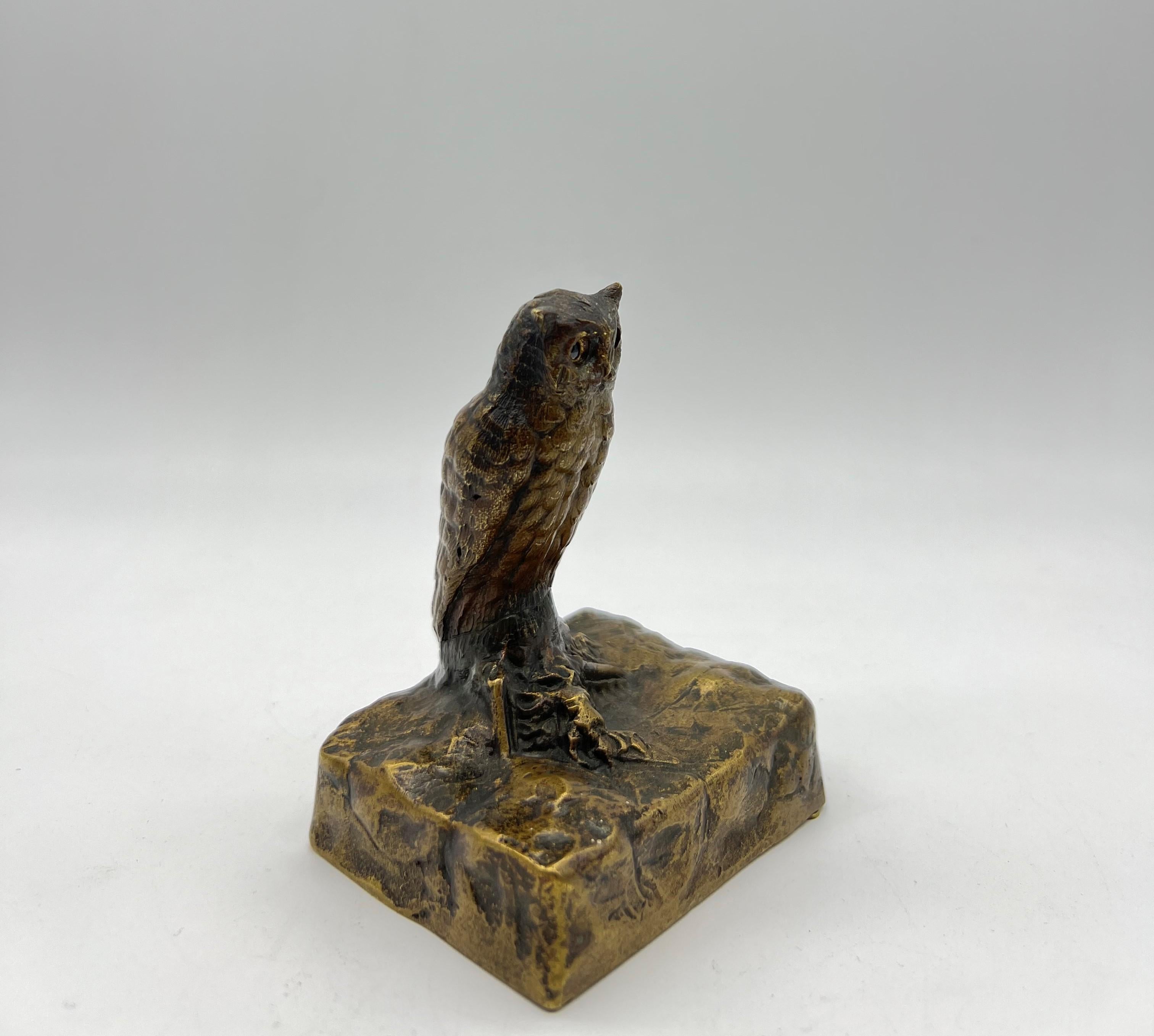 Other Antique Bronze Sculpture Owl, Around 1900
