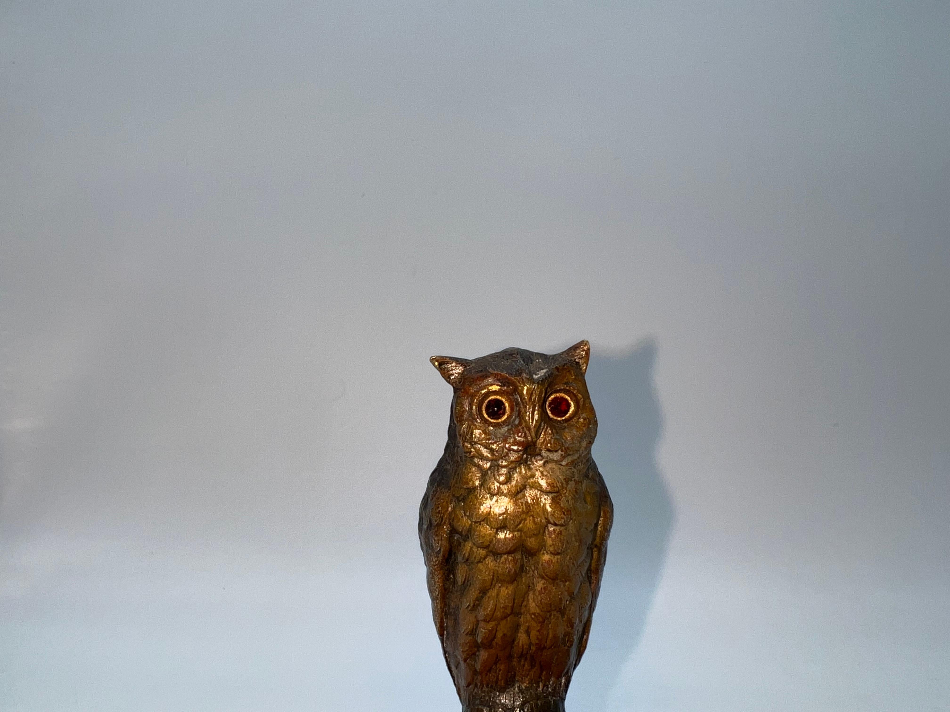 Antique Bronze Sculpture Owl, Around 1900 1