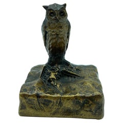 Antique Bronze Sculpture Owl, Around 1900