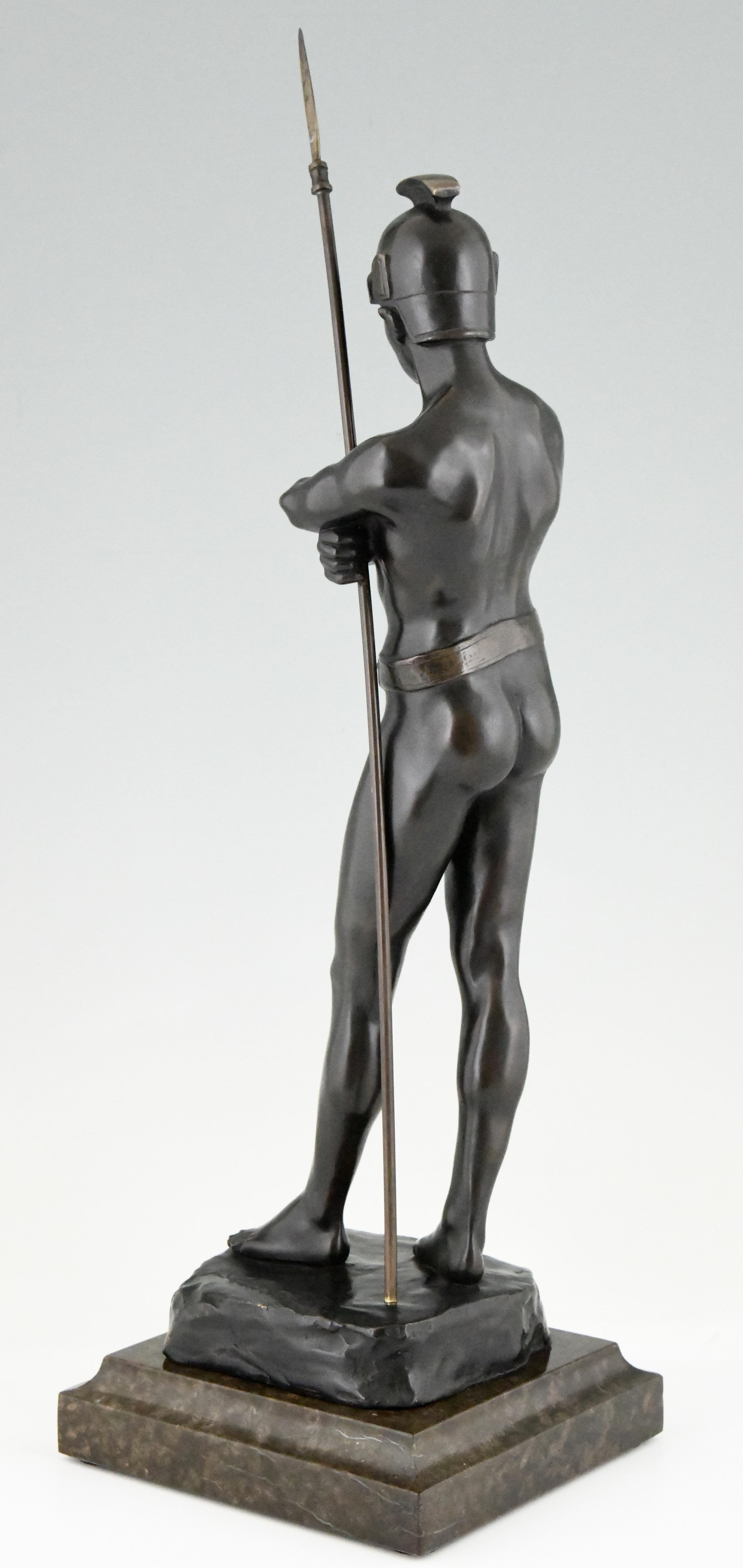 Antique Bronze Sculpture Roman Warrior Julius Schmidt Felling 1