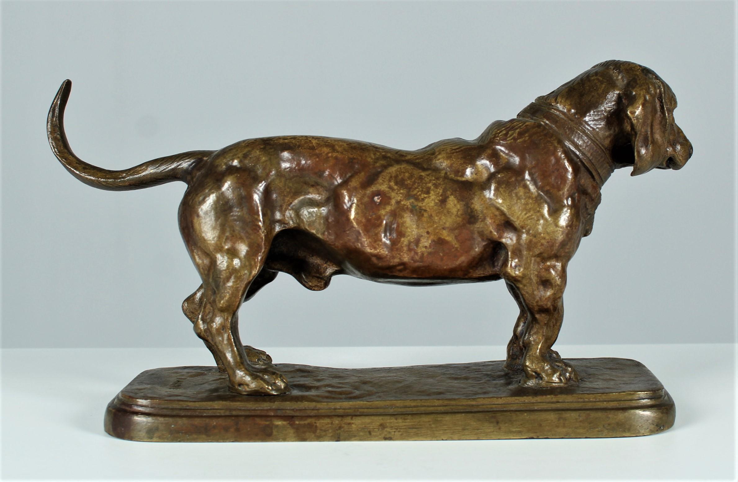 French Antique Bronze Sculpture, Signed 