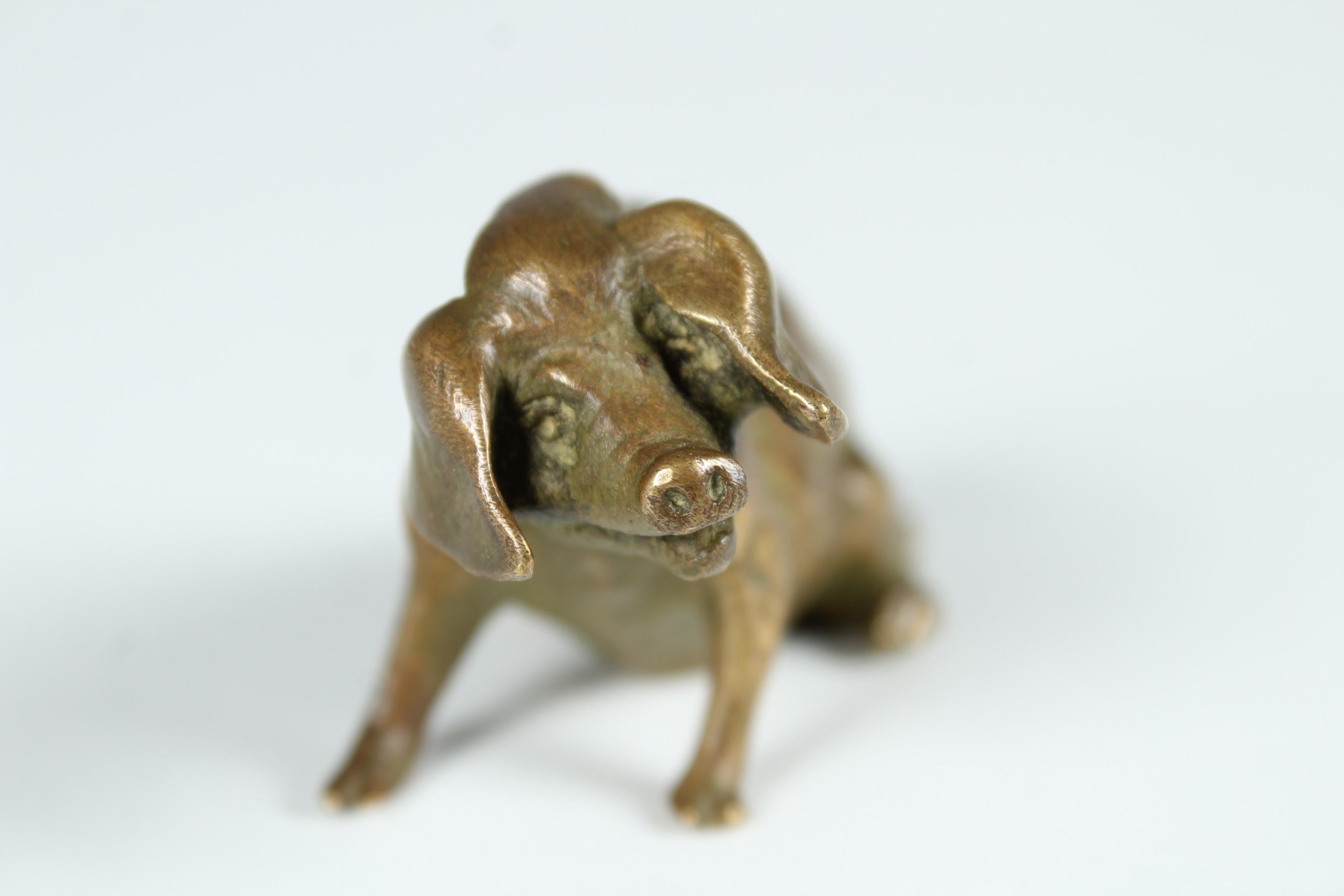 Sculpture ancienne en bronze représentant un cochon assis, signée L.Carvin, vers 1910, Susse Frères en vente 2
