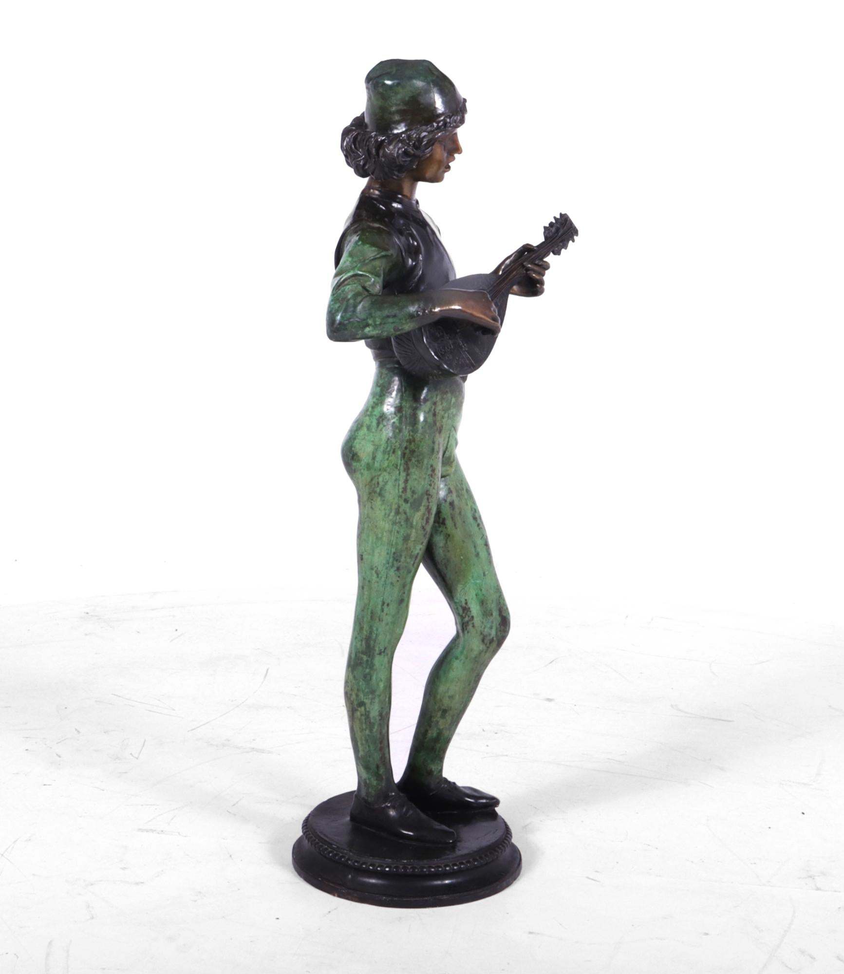 Antique Bronze Sculpture ‘Standing Music Man’ by Barbedienne Fondeur c1880 6