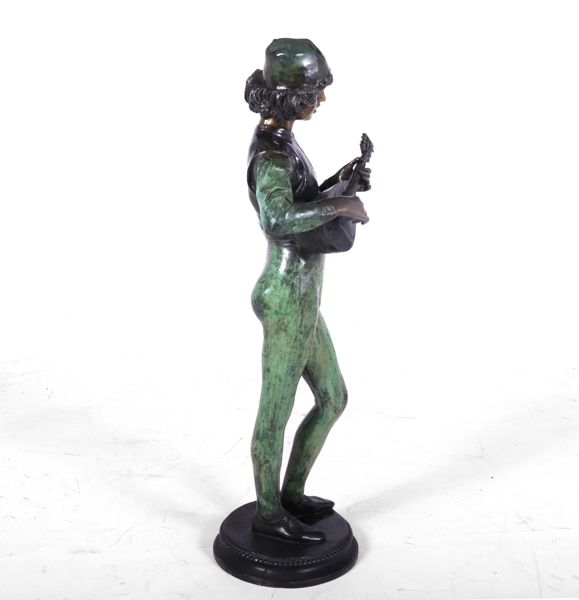 Antique Bronze Sculpture ‘Standing Music Man’ by Barbedienne Fondeur c1880 8