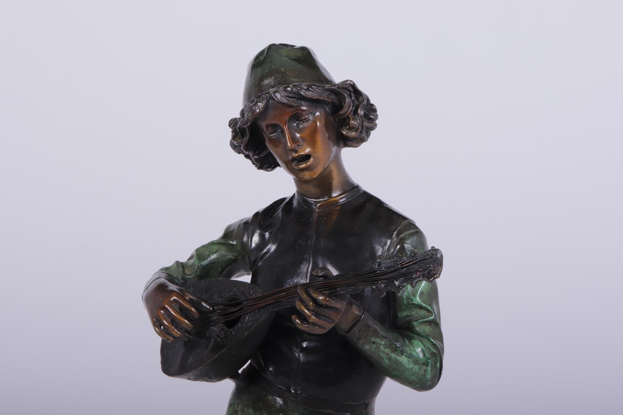 Antique Bronze Sculpture ‘Standing Music Man’ by Barbedienne Fondeur c1880 1