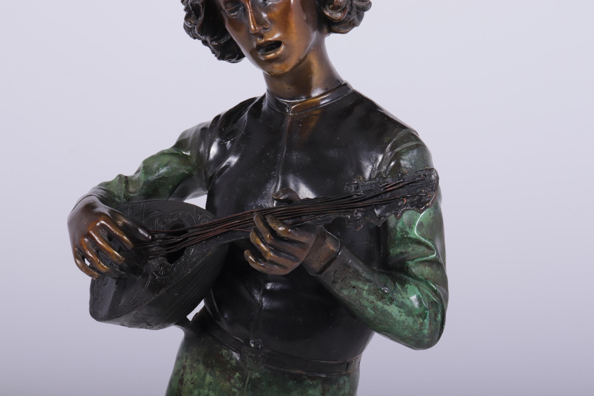 Antique Bronze Sculpture ‘Standing Music Man’ by Barbedienne Fondeur c1880 3
