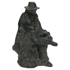 Antique Bronze Sculpture “The Sittin’ Man” Signed Petronzio C1930