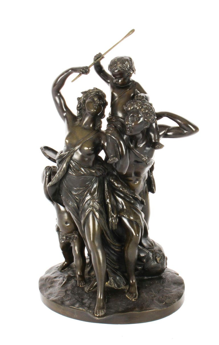 Antique Bronze Sculpture "The Triumph of Bacchus" Signed Clodion 19th