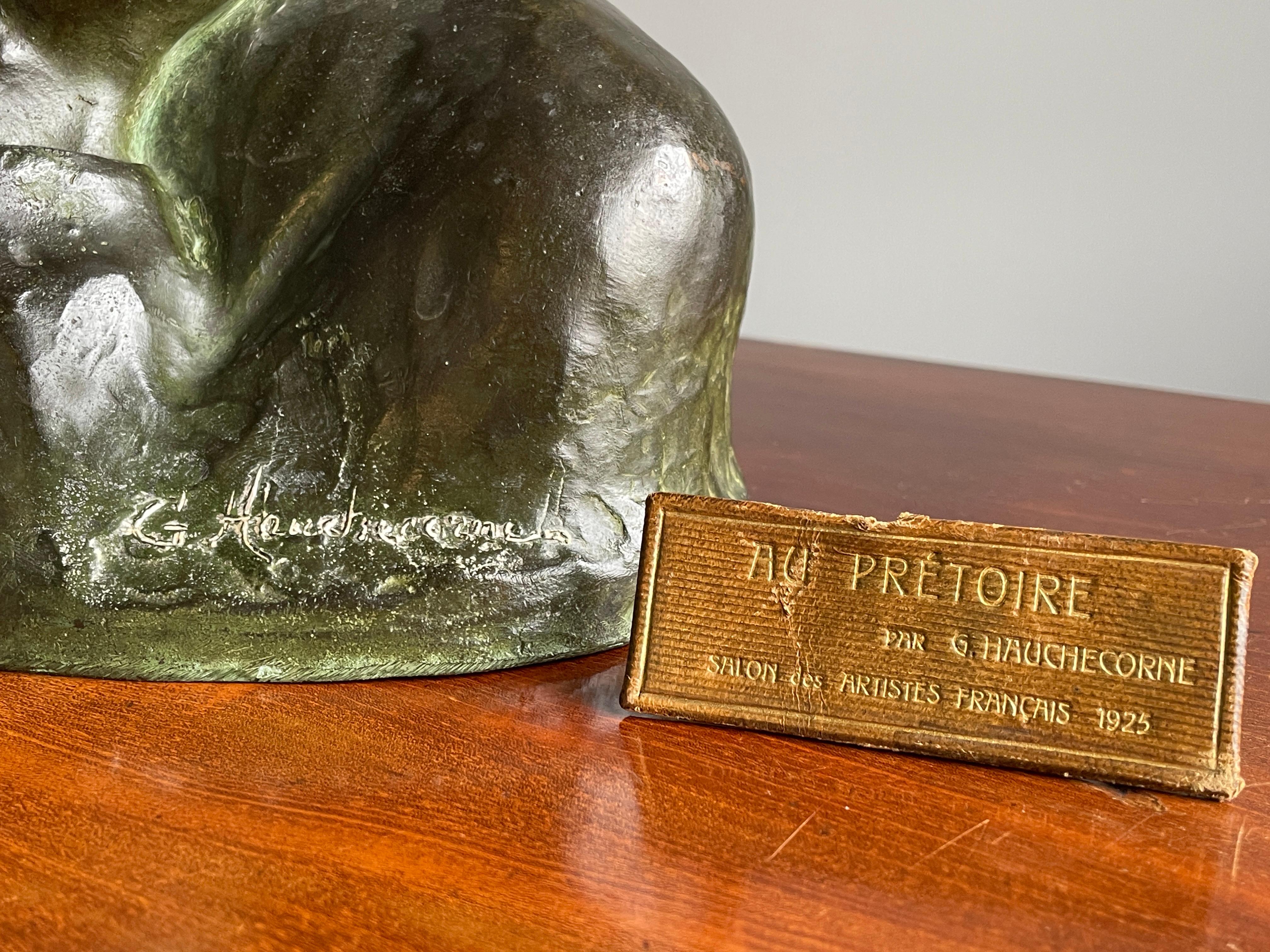 Antique Bronze Sculpture Thinking Chinese Man By G. Hauchecorne Rare Provenance 8