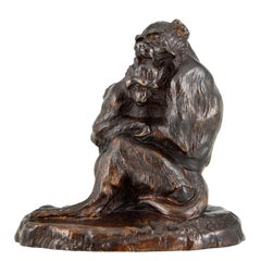 Sculpture ancienne en bronze Deux singes Thomas François Cartier:: France:: 1900