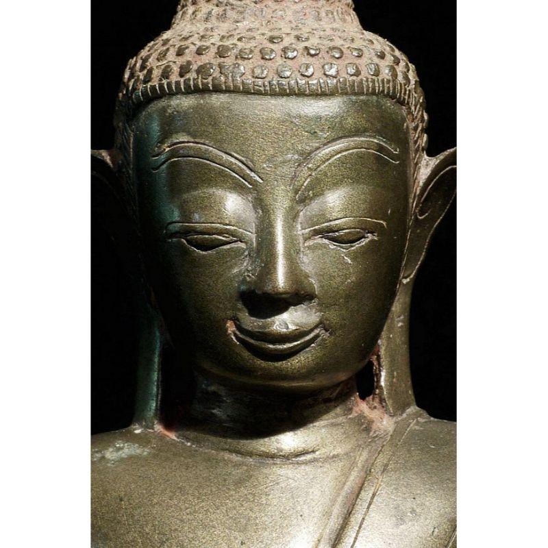 18th Century and Earlier Antique Bronze Shan Buddha from Burma For Sale