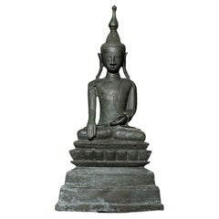 Bouddha Shan en bronze ancien de Birmanie