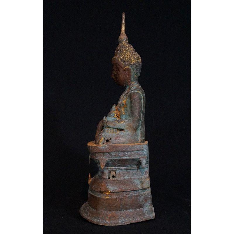 Burmese Antique bronze Shan Buddha from Burma Original Buddhas For Sale