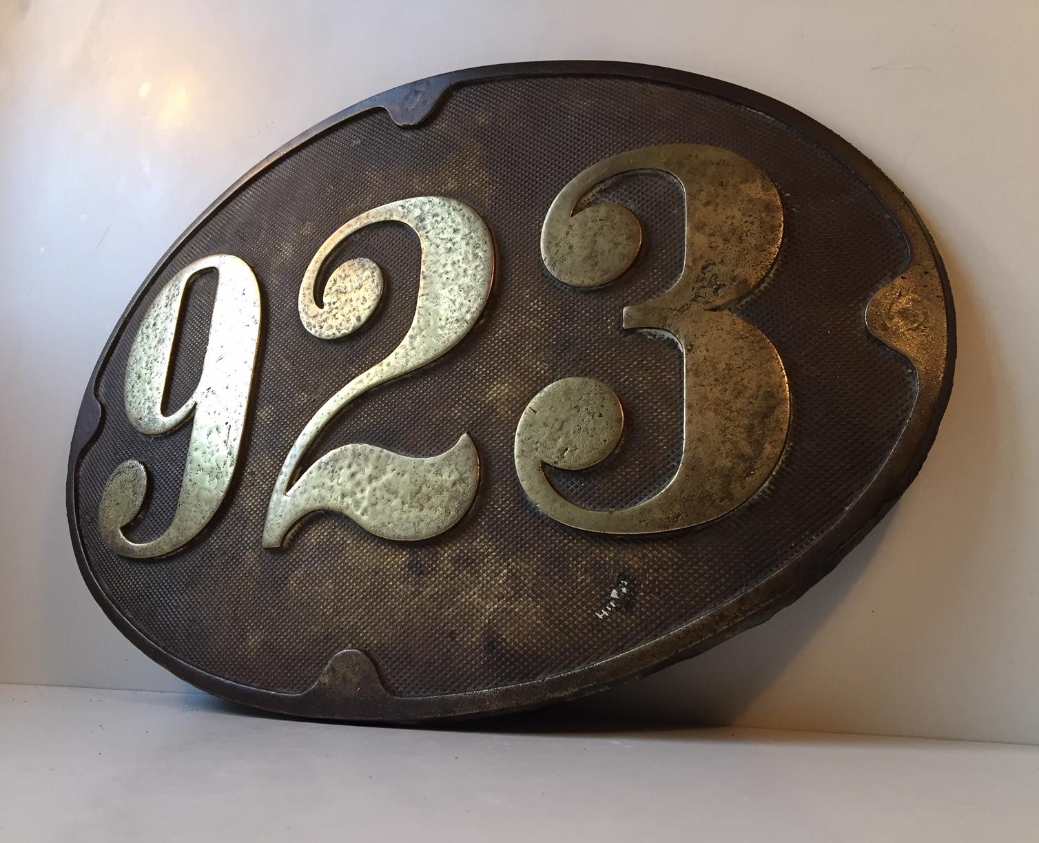 Early 20th Century Antique Bronze Train Sign - 923, 1910s For Sale