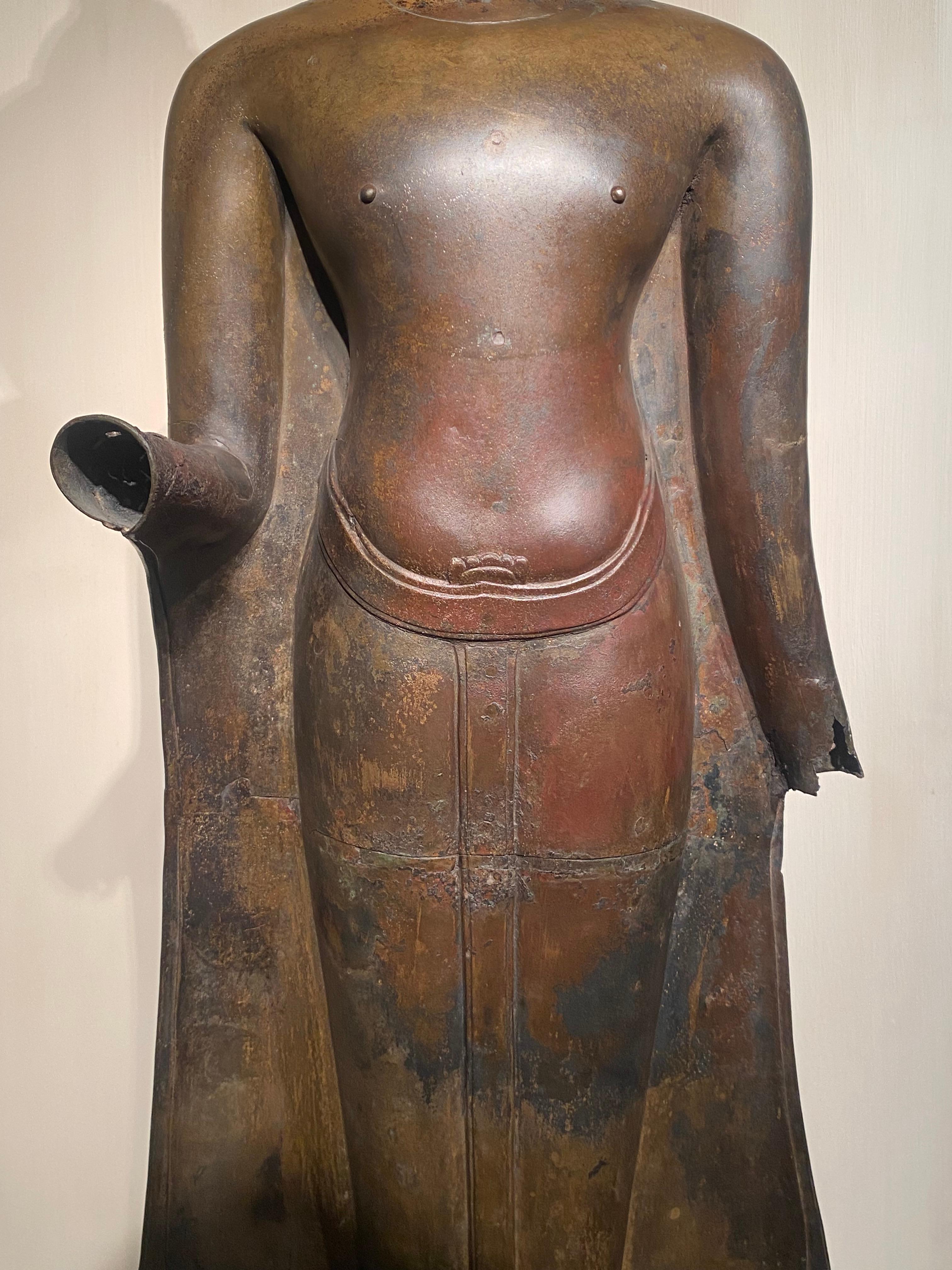 Antique Bronze Standing Buddha For Sale 1