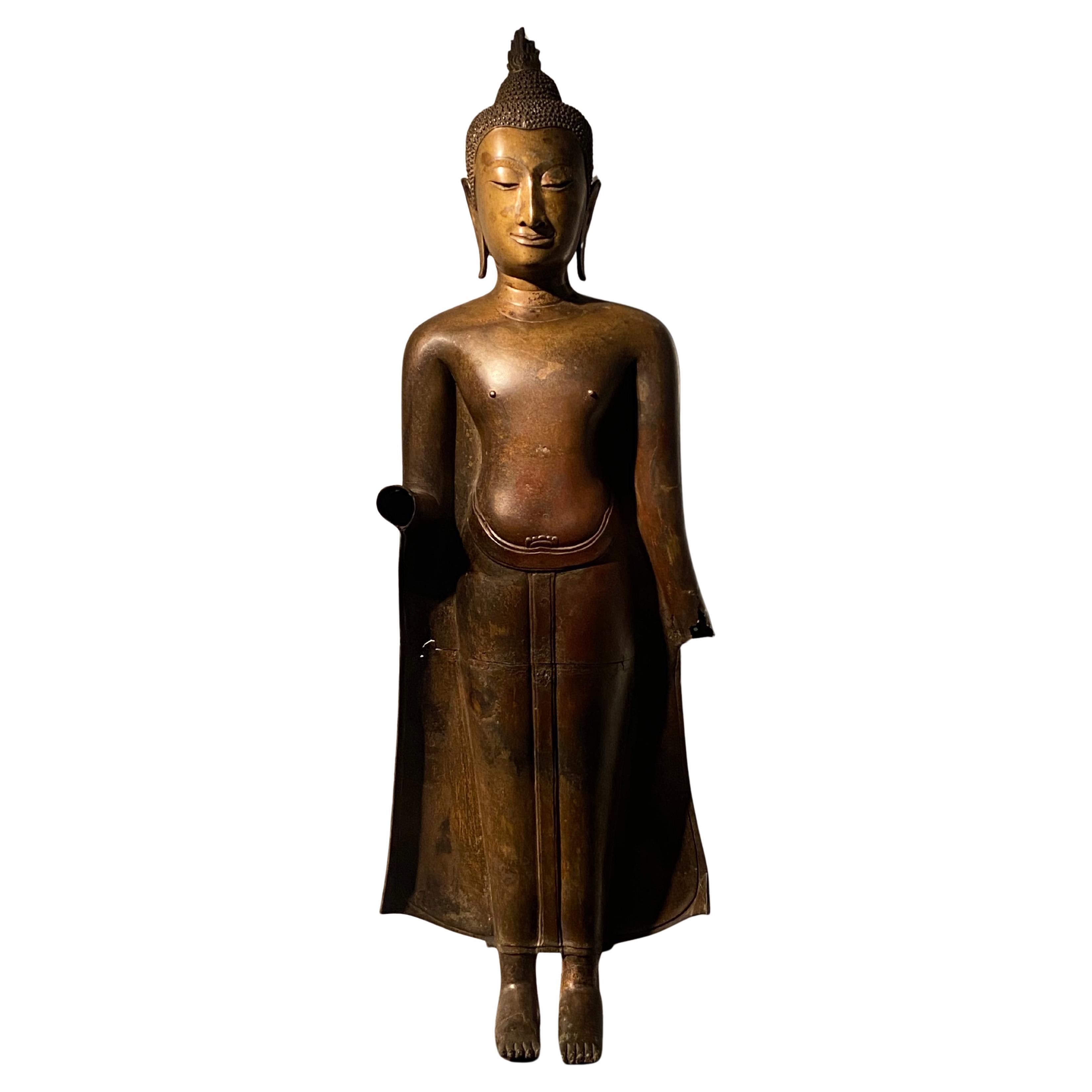 Antique Bronze Standing Buddha