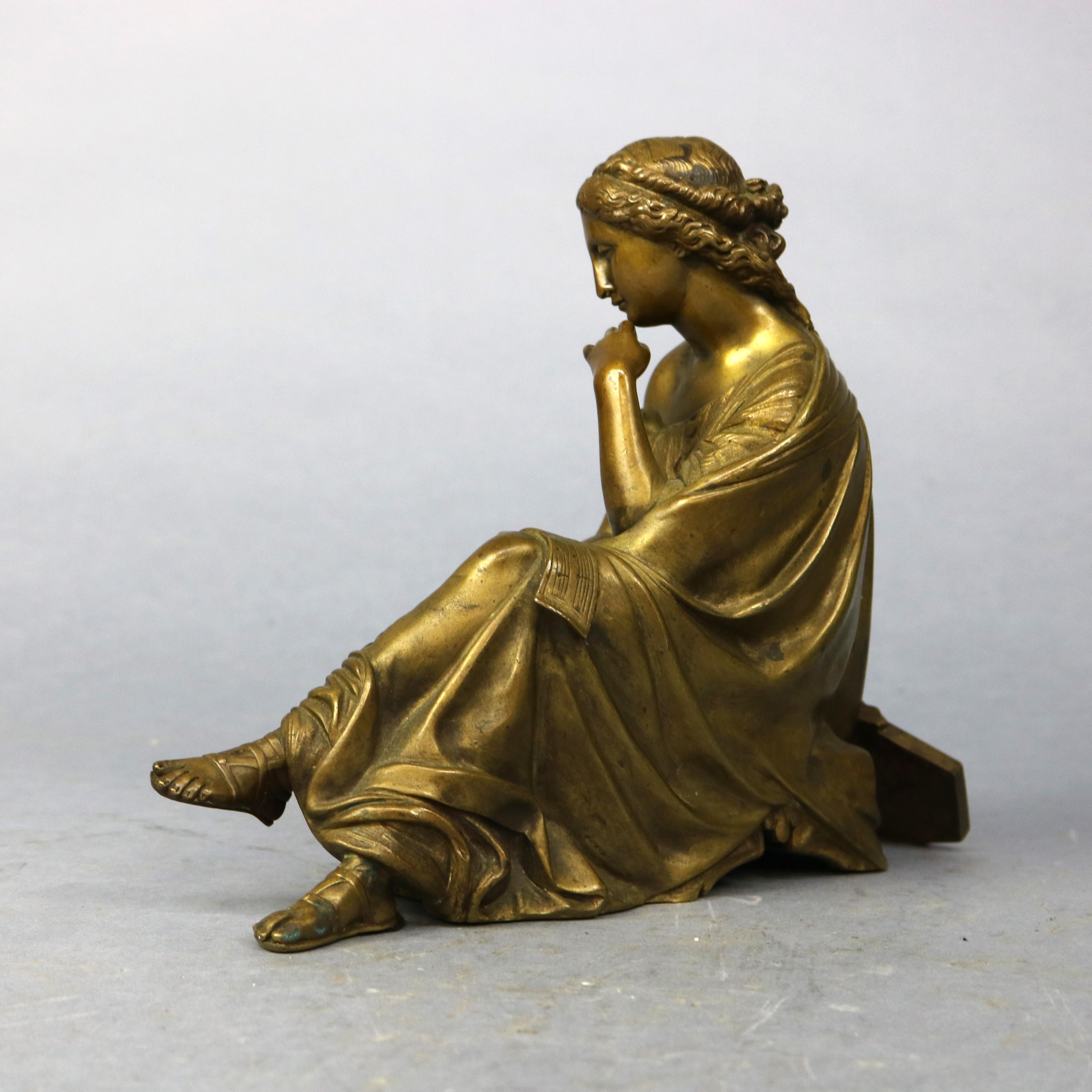 Antique Bronze Statue of a Classical Woman Composer after Moreau, circa 1890 1