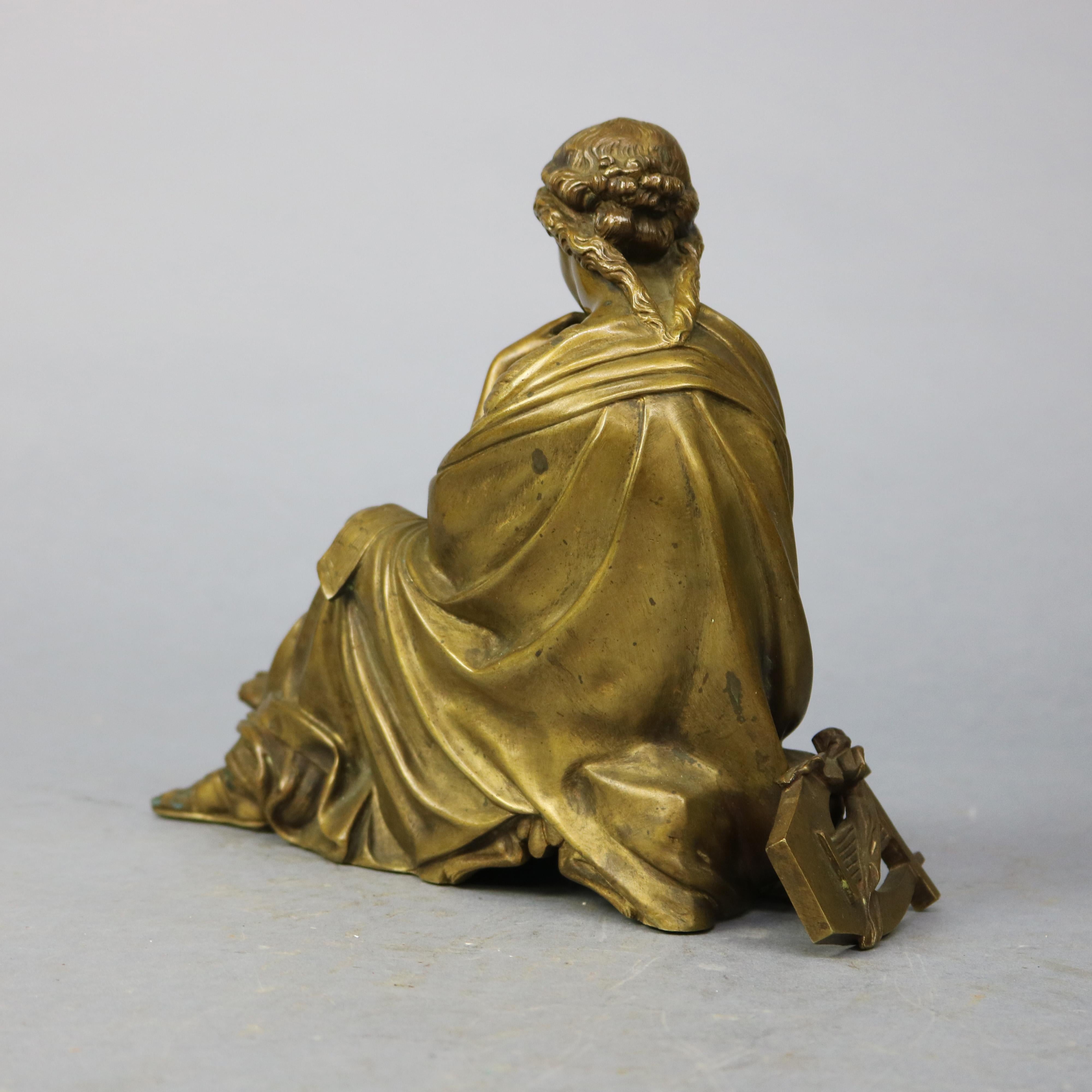 Antique Bronze Statue of a Classical Woman Composer after Moreau, circa 1890 2