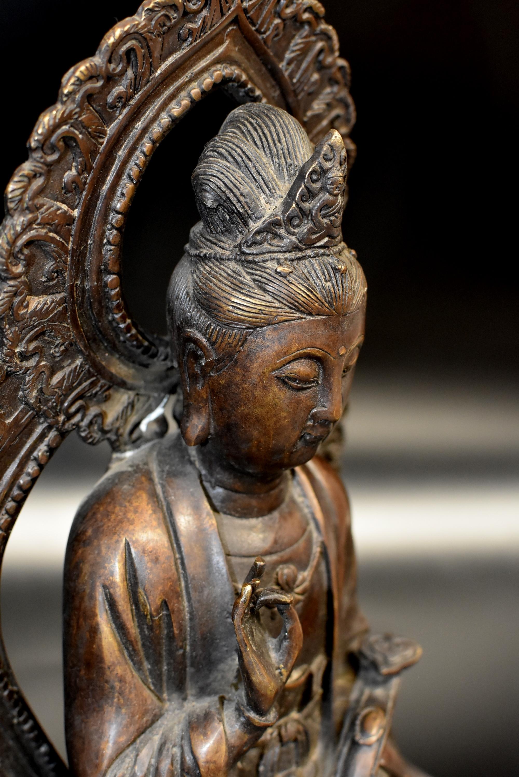 Bronze Statue of Buddha Guan Yin Holding Ruyi 3
