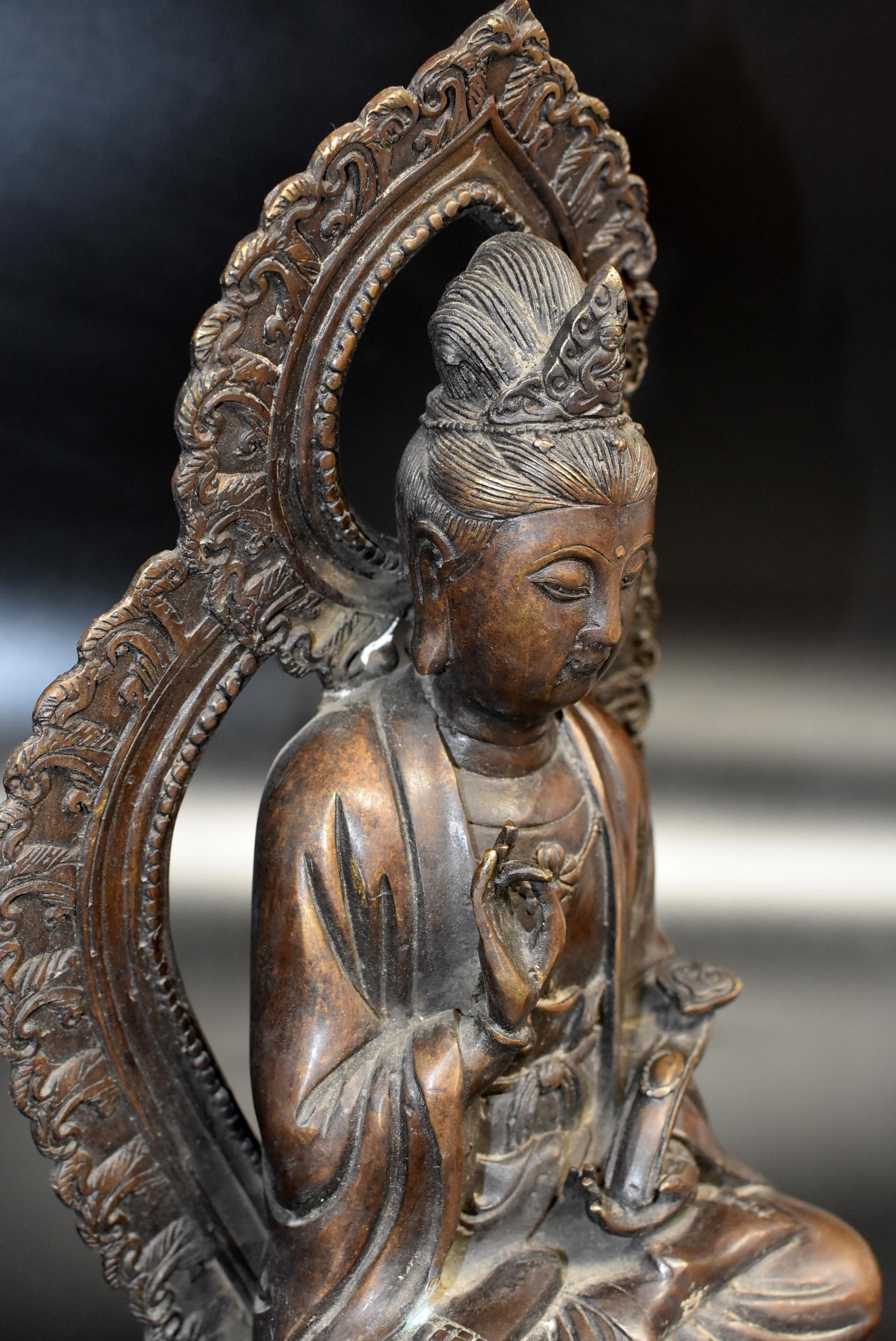 Bronze Statue of Buddha Guan Yin Holding Ruyi 1