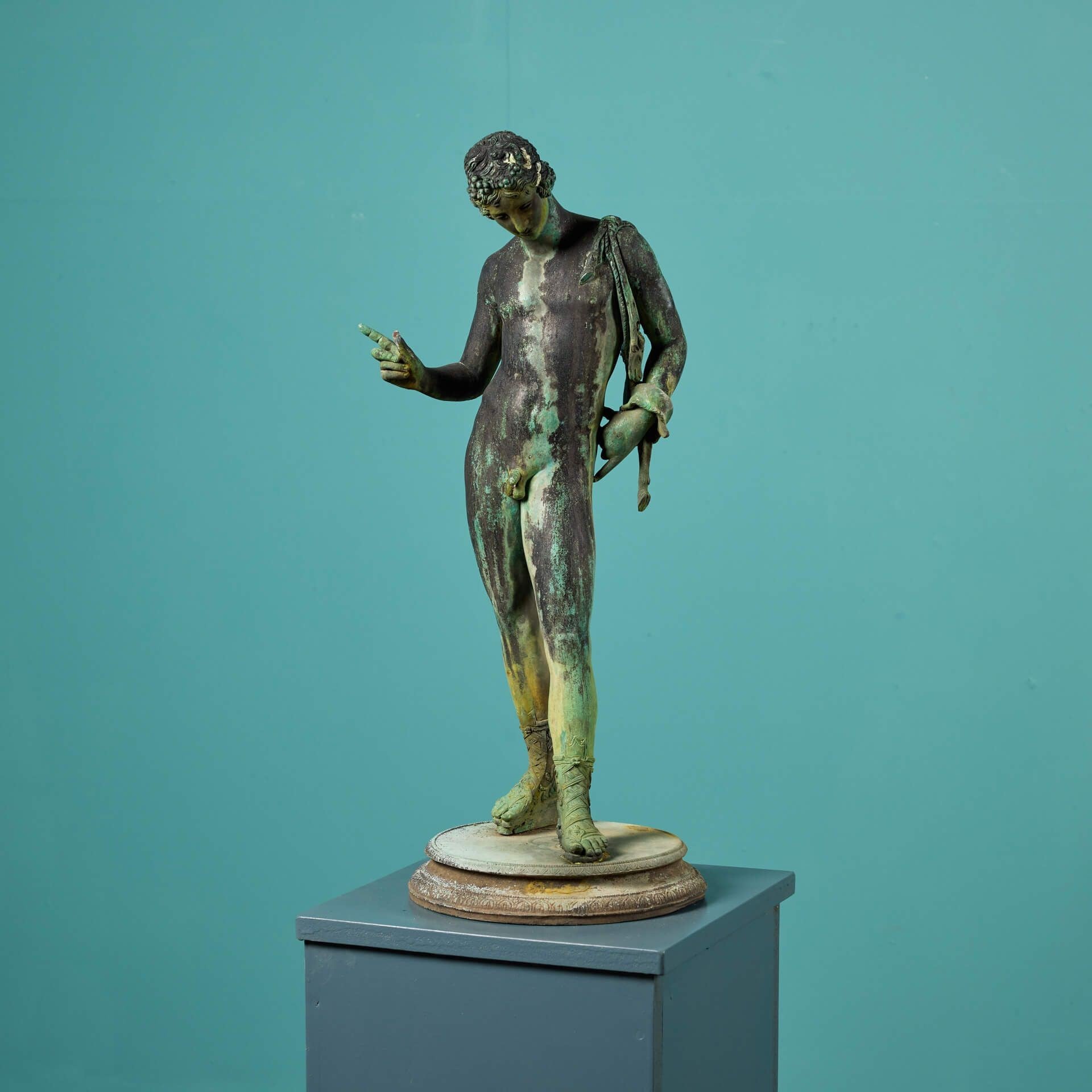 Antique Bronze Statue of Narcissus For Sale