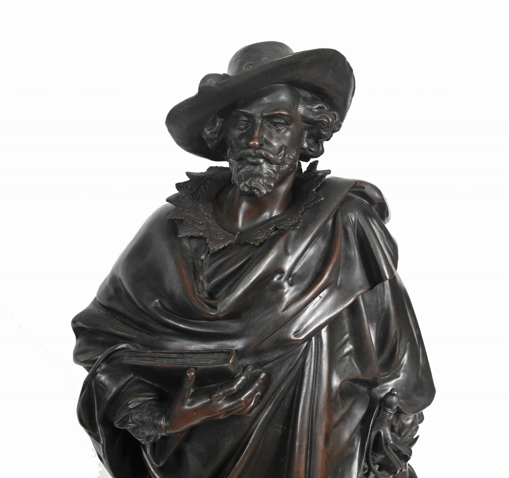 Antique Bronze Statues Rubens and Van Dyck by Jean Jules Salmson For Sale 6