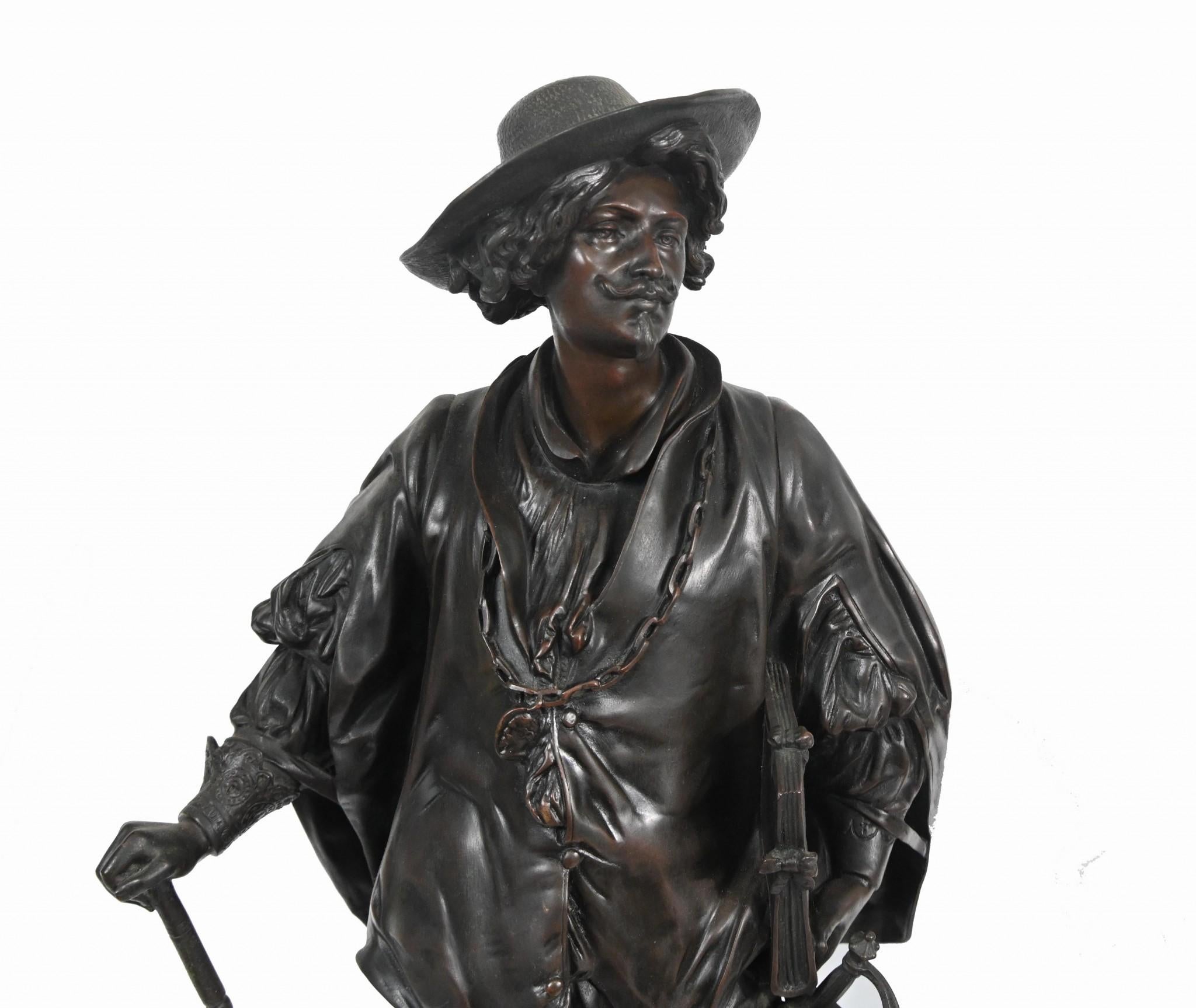 Antique Bronze Statues Rubens and Van Dyck by Jean Jules Salmson In Good Condition For Sale In Potters Bar, GB