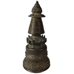 Antique Bronze Stupa Tibet, circa 18th Century