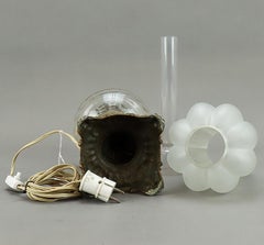 Antique Wired TABLE LAMP with Electric  Plug-in  Bronze & Glass Cup Art Deco
