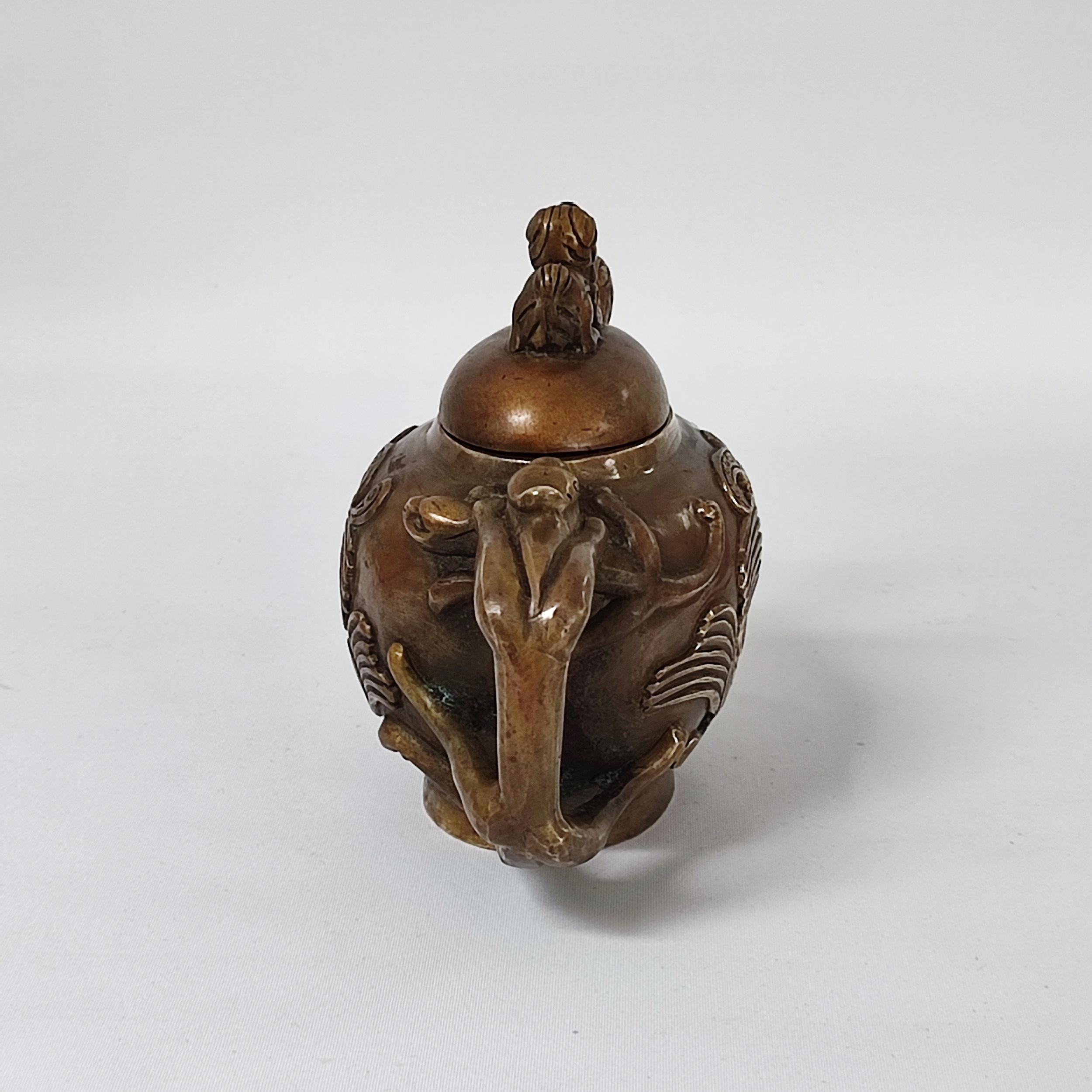 Antigua Tetera de Bronce con Tapa de Fénix Arte Asiático Coleccionable, China Años 1900 en Bueno estado para la venta en Bochum, NRW