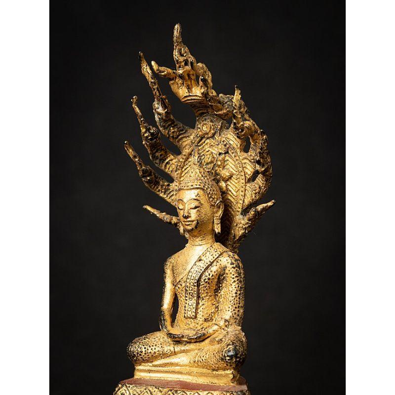Antique Bronze Thai Buddha on Naga Snake from Thailand 7